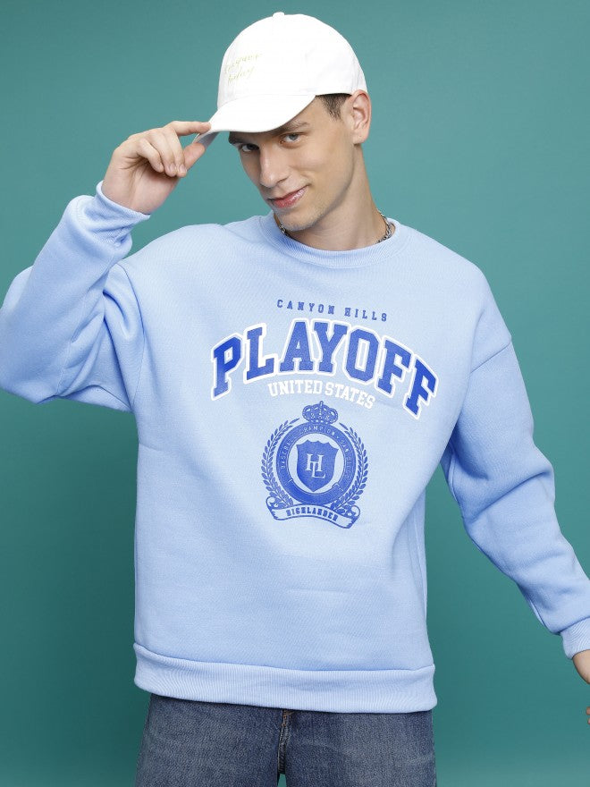 Highlander Men Blue Round Neck Pullover Sweatshirt - Blue - Image 1