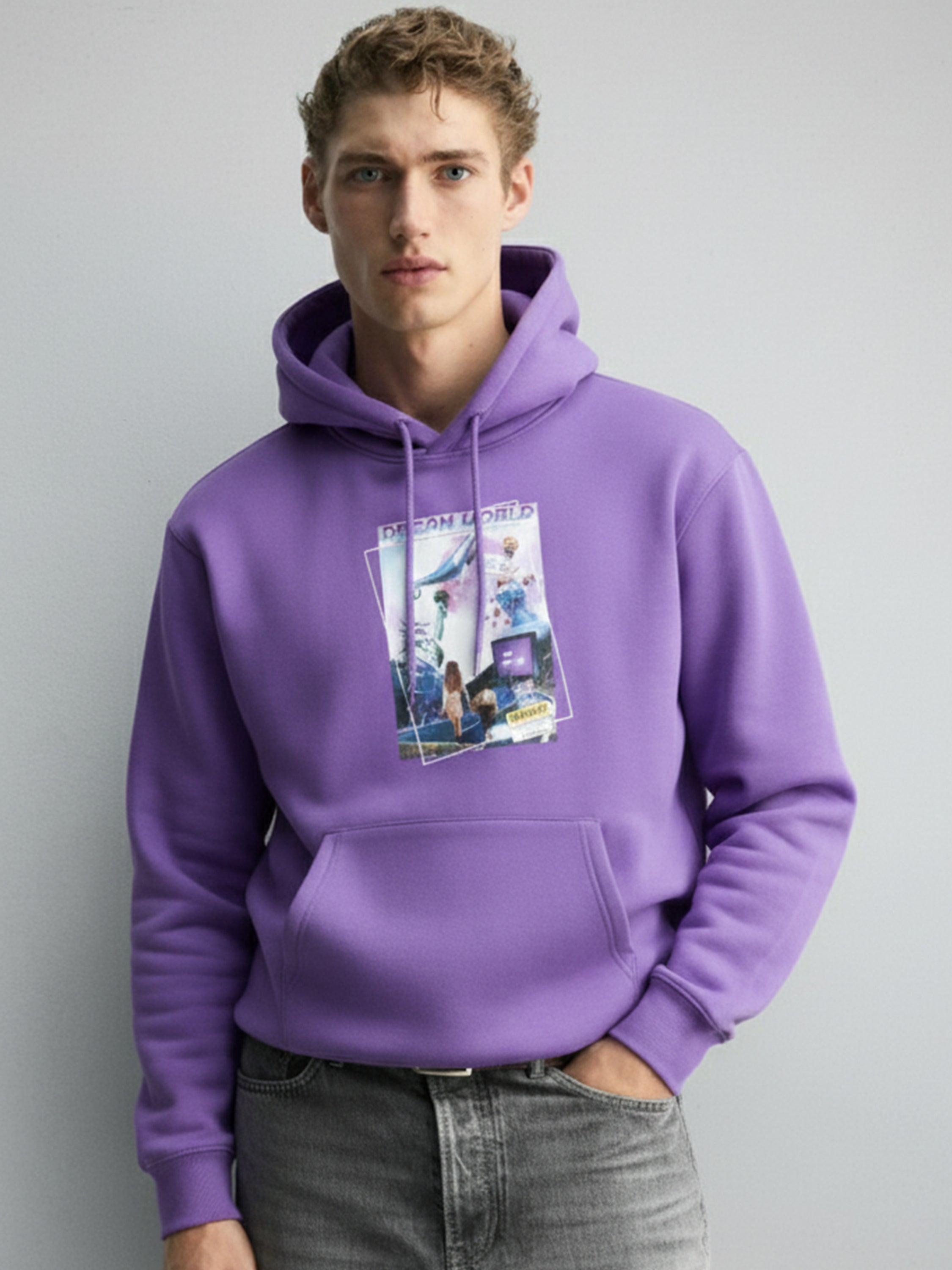 Highlander Men Purple Hooded Pullover Sweatshirt - Purple - Image 1
