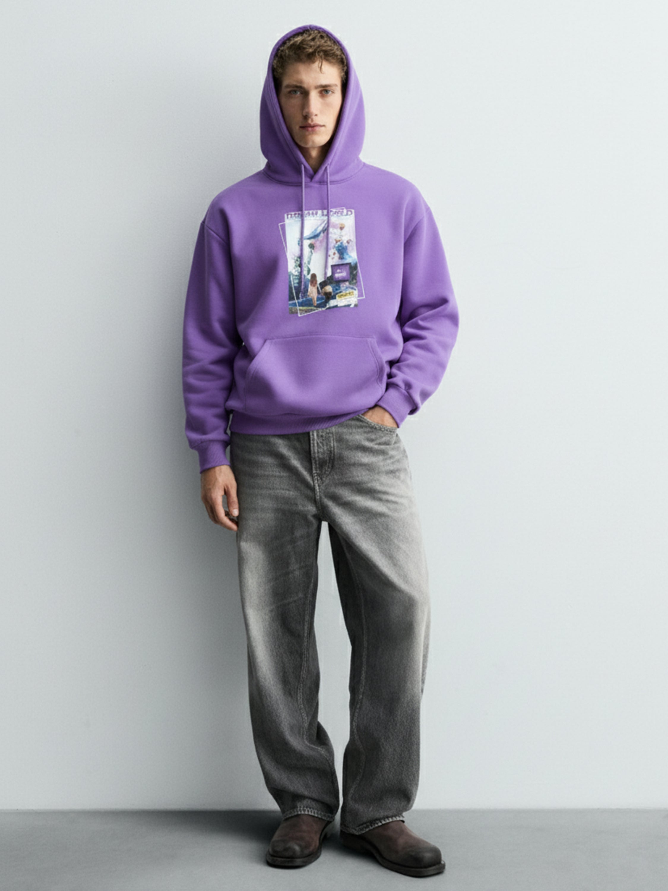 Highlander Men Purple Hooded Pullover Sweatshirt - Purple - Image 2