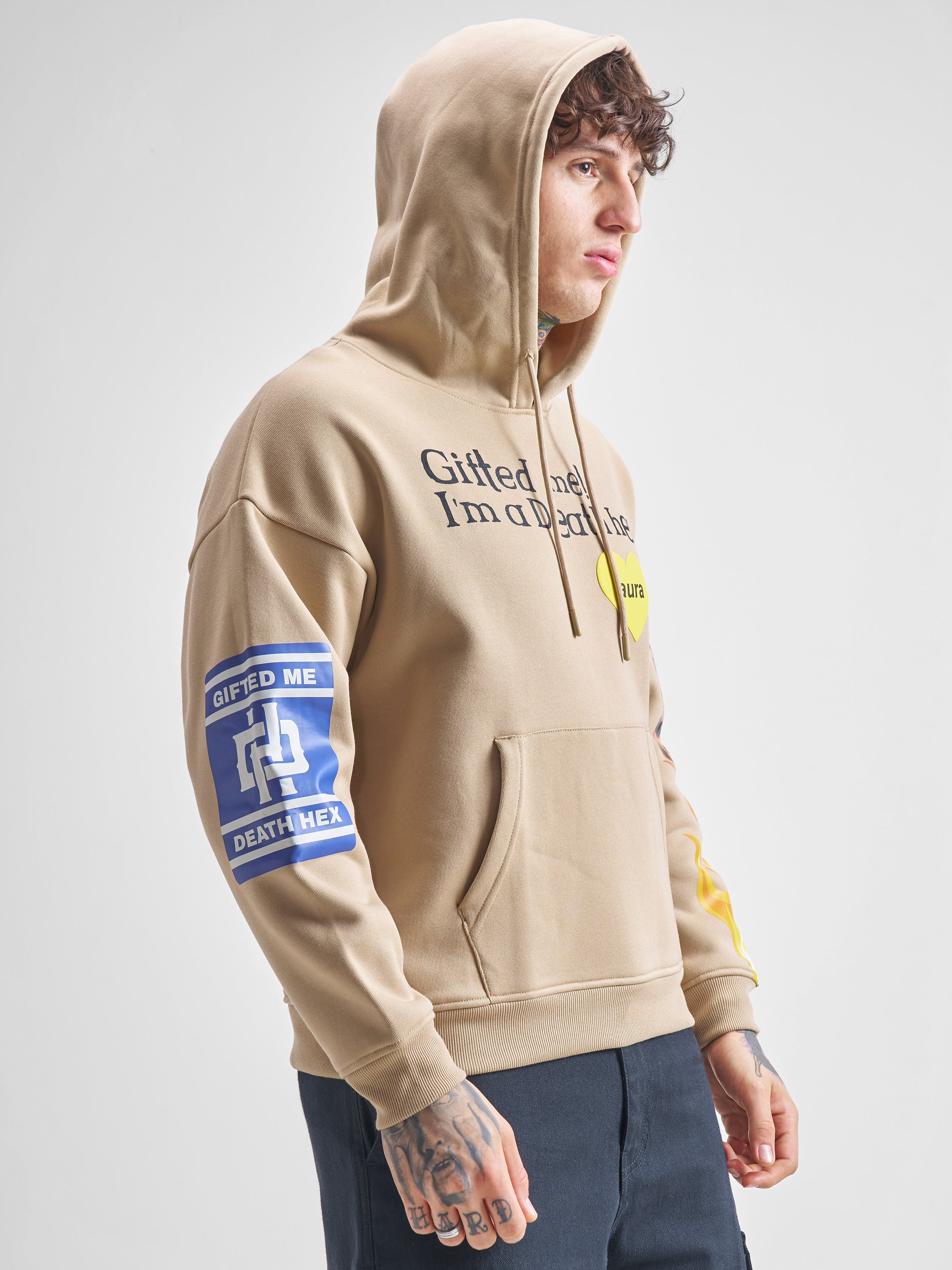 Highlander Men Beige Hooded Pullover Sweatshirt - Beige - Image 6
