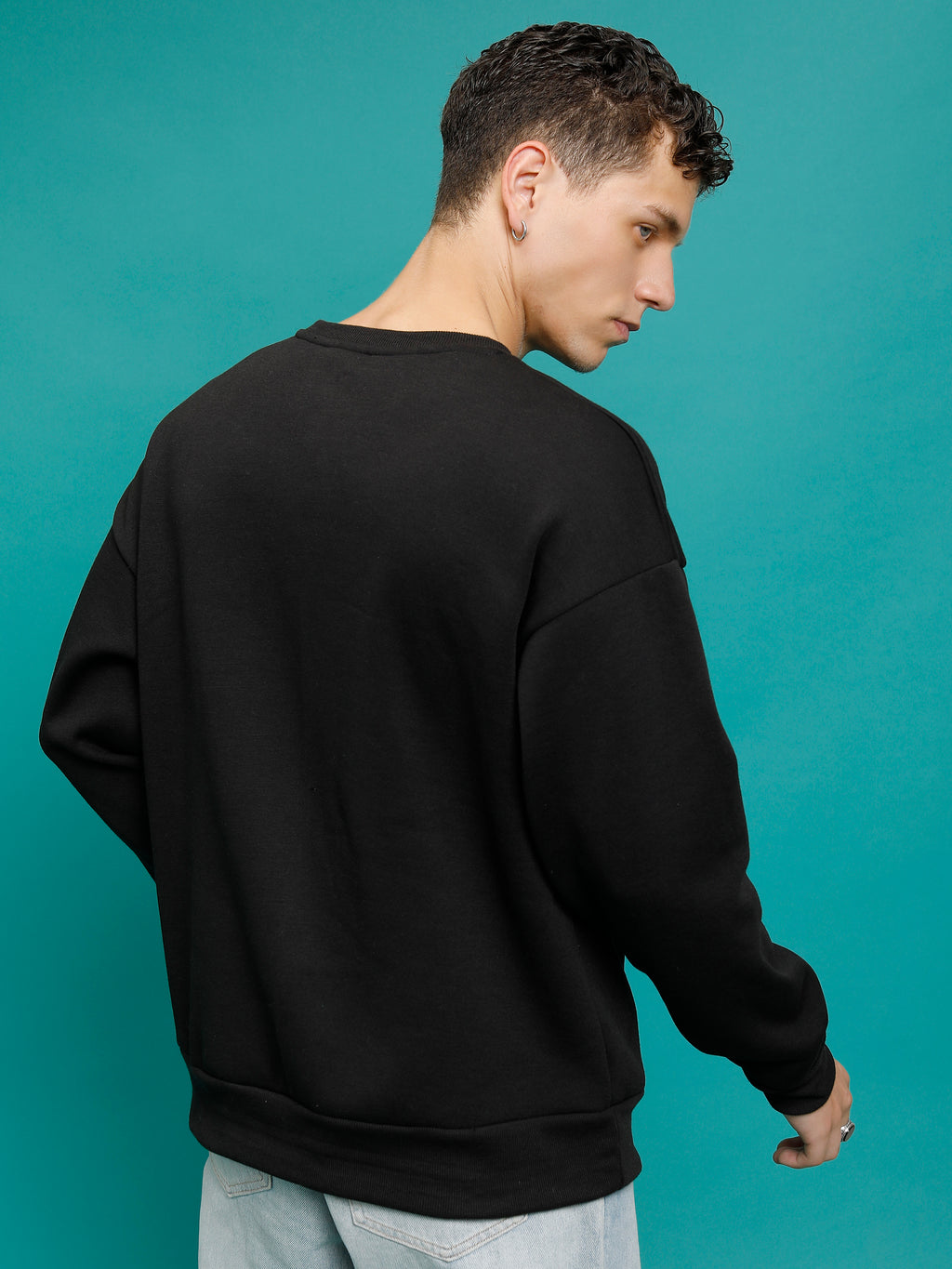 Highlander Men Black Round Neck Pullover Sweatshirt - Black - Image 3
