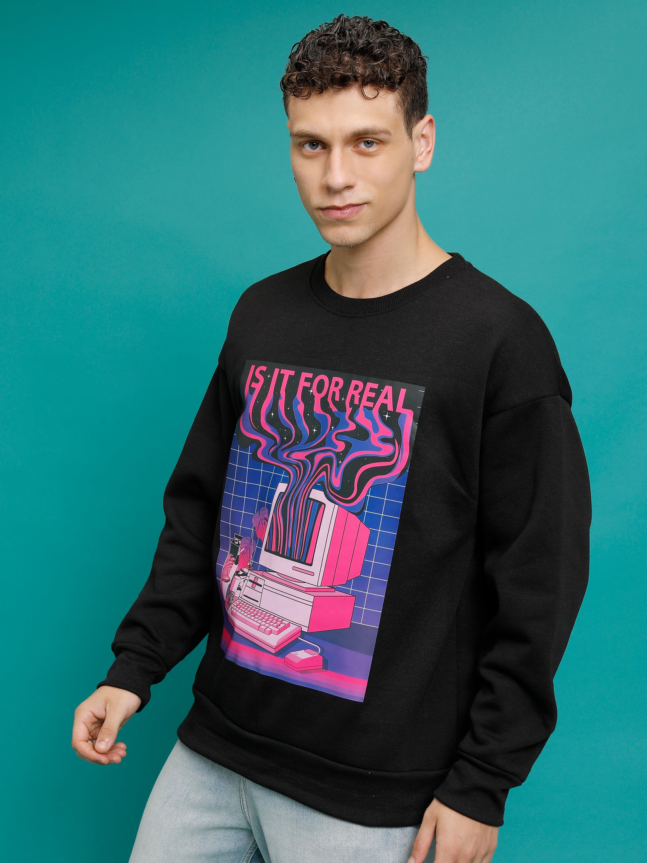 Highlander Men Black Round Neck Pullover Sweatshirt - Black - Image 4