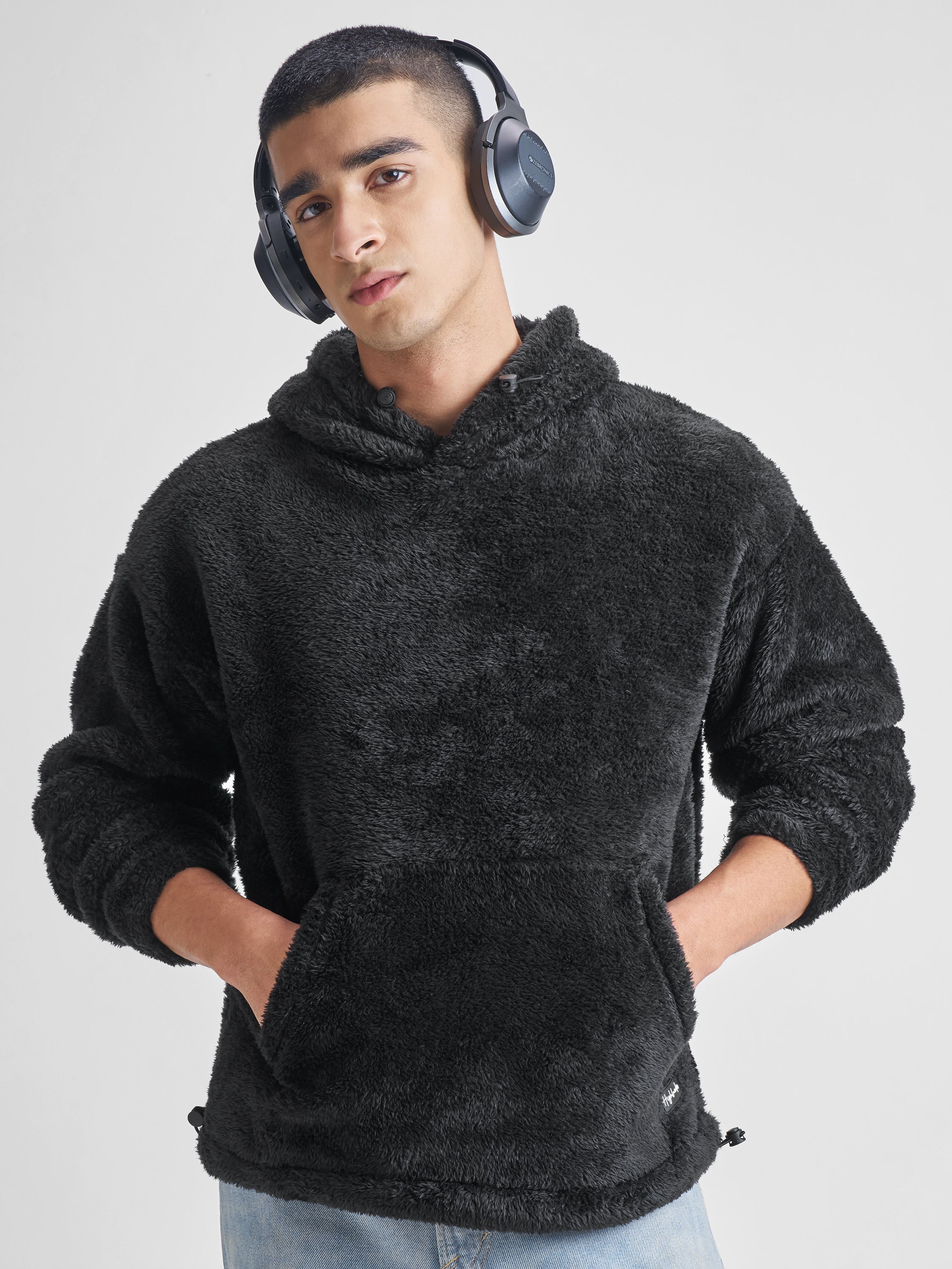 Highlander Men Black Hooded Pullover Sweatshirt - Black - Image 1