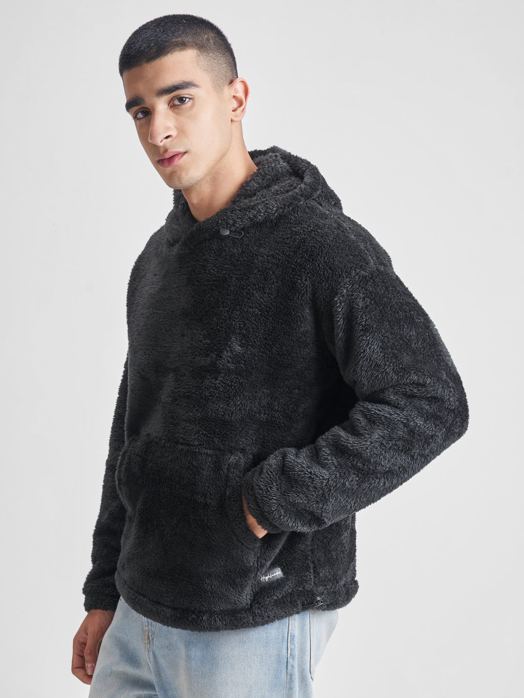 Highlander Men Black Hooded Pullover Sweatshirt - Black - Image 4