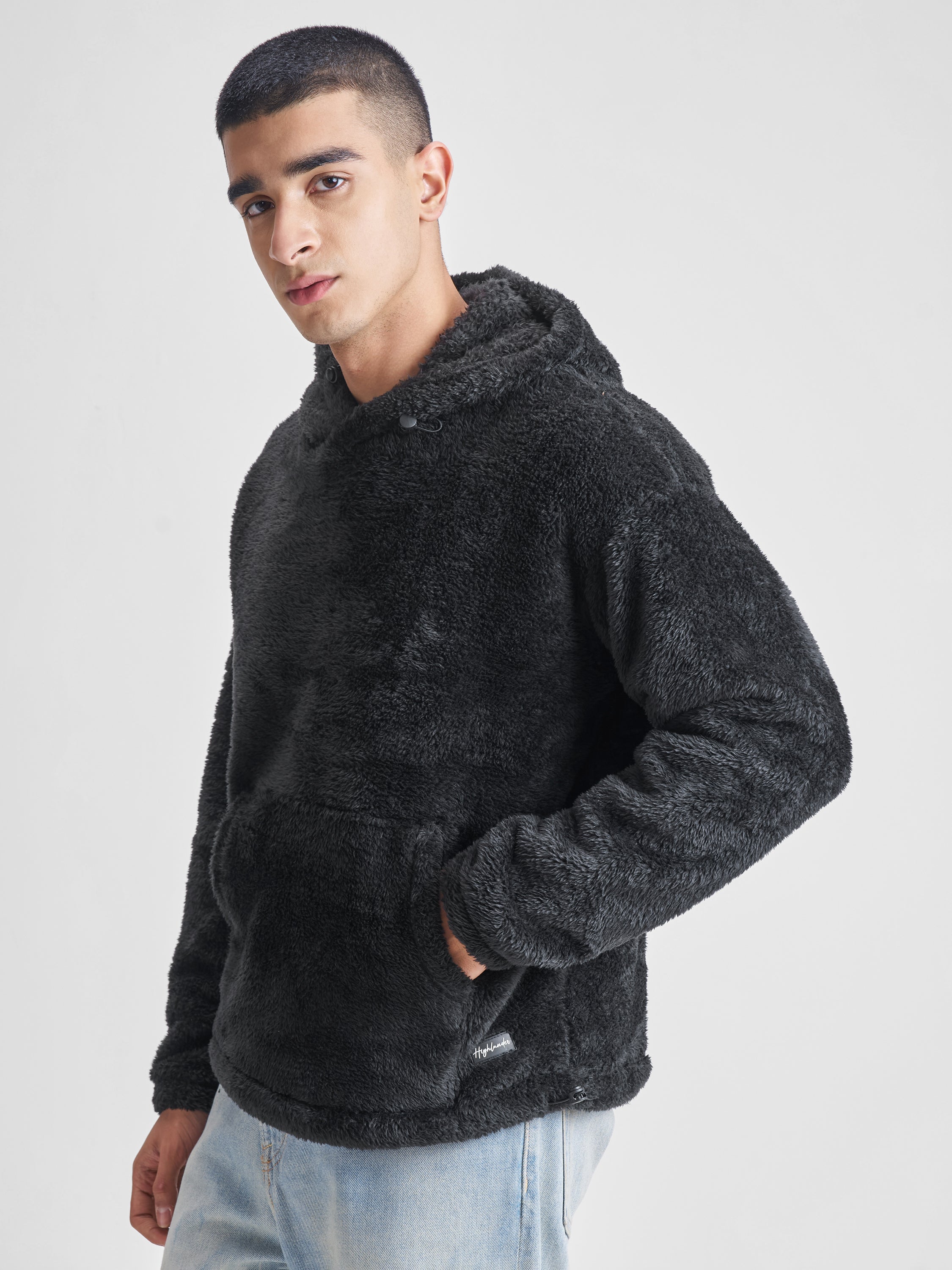 Highlander Men Black Hooded Pullover Sweatshirt - Black - Image 4