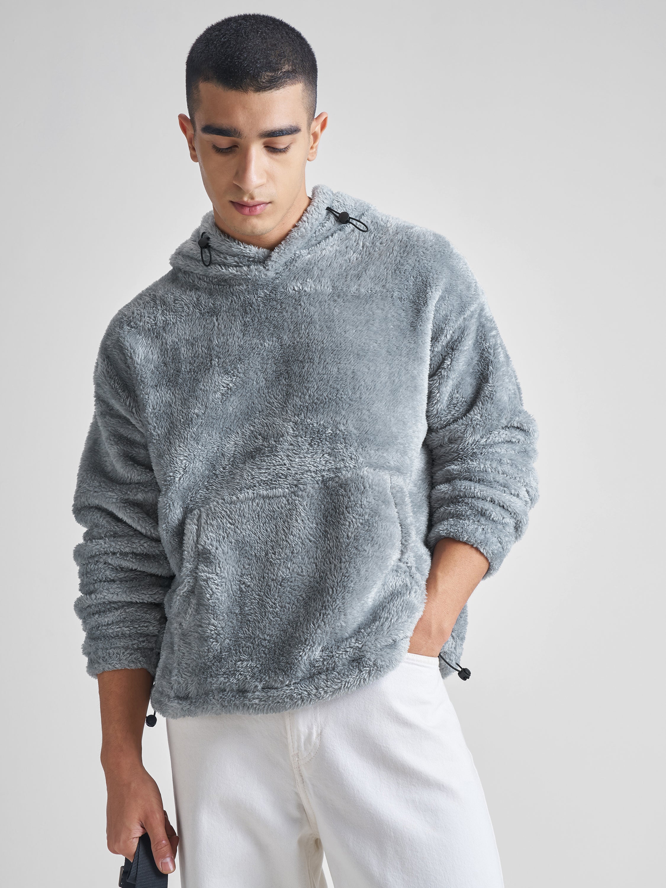 Highlander Men Grey Hooded Pullover Sweatshirt - Grey - Image 1
