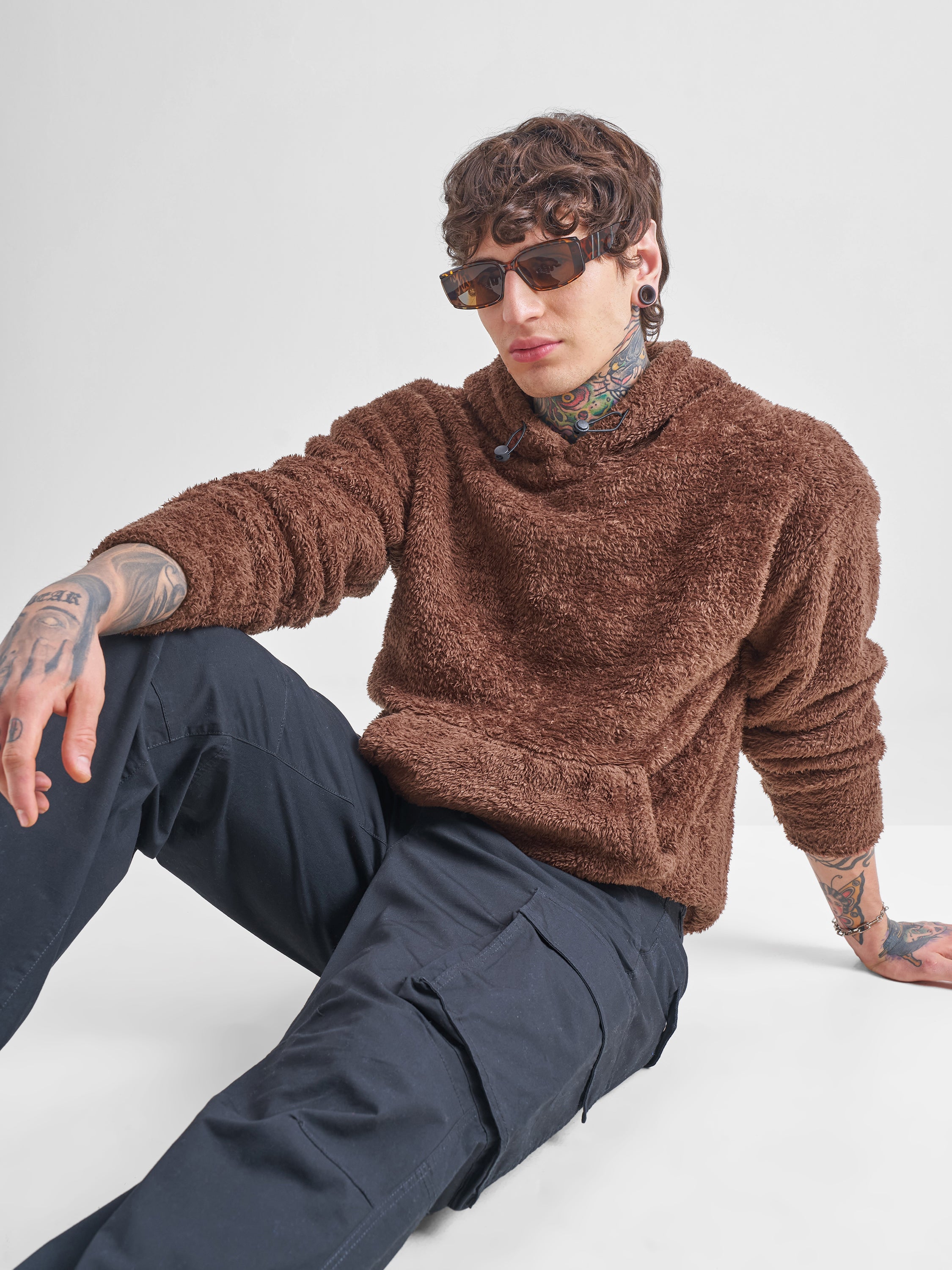 Highlander Men Brown Hooded Pullover Sweatshirt - Brown - Image 1