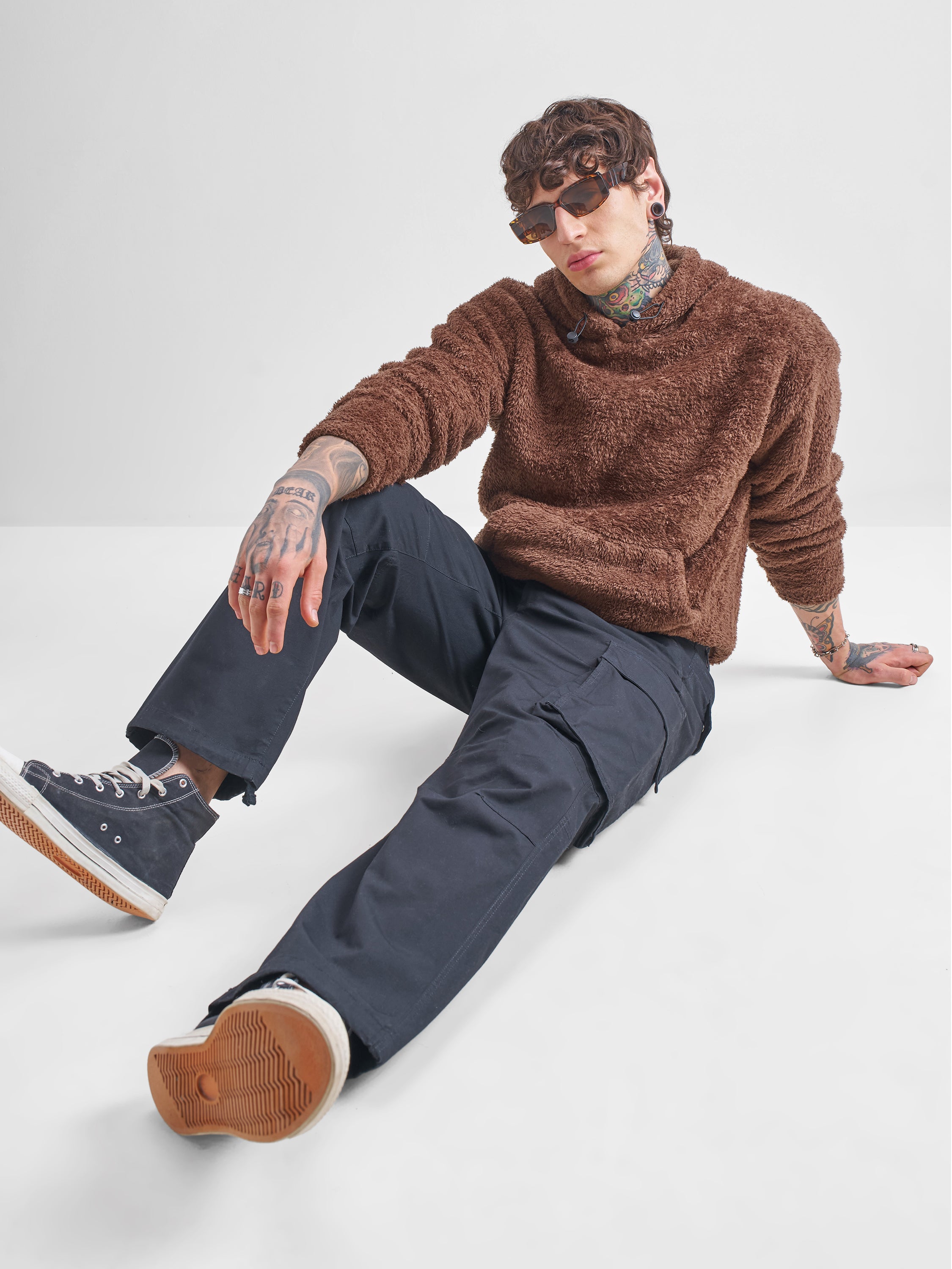 Highlander Men Brown Hooded Pullover Sweatshirt - Brown - Image 2