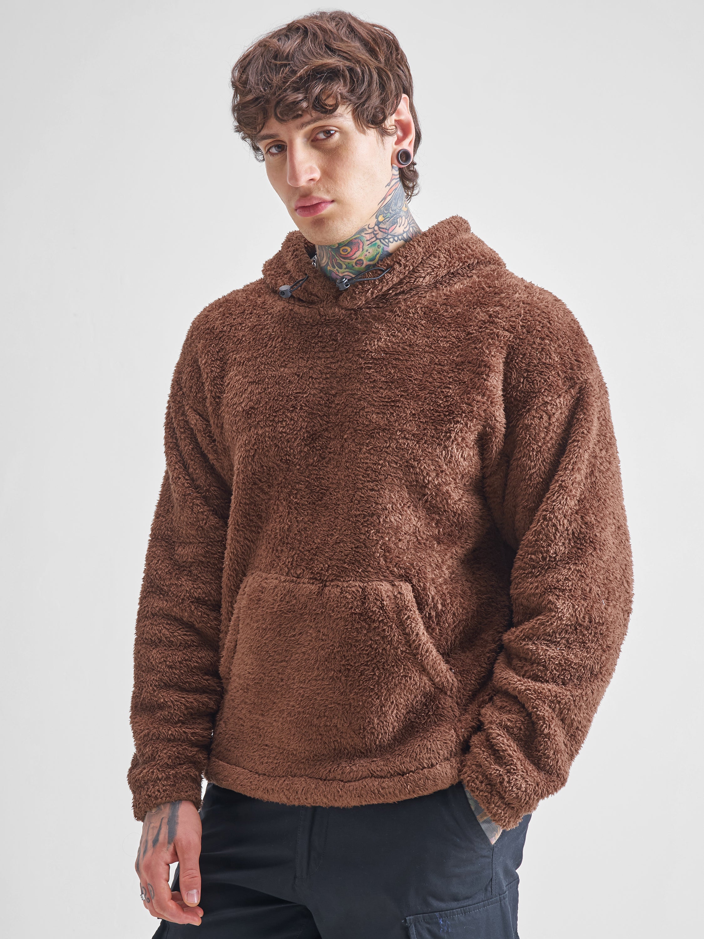 Highlander Men Brown Hooded Pullover Sweatshirt - Brown - Image 4