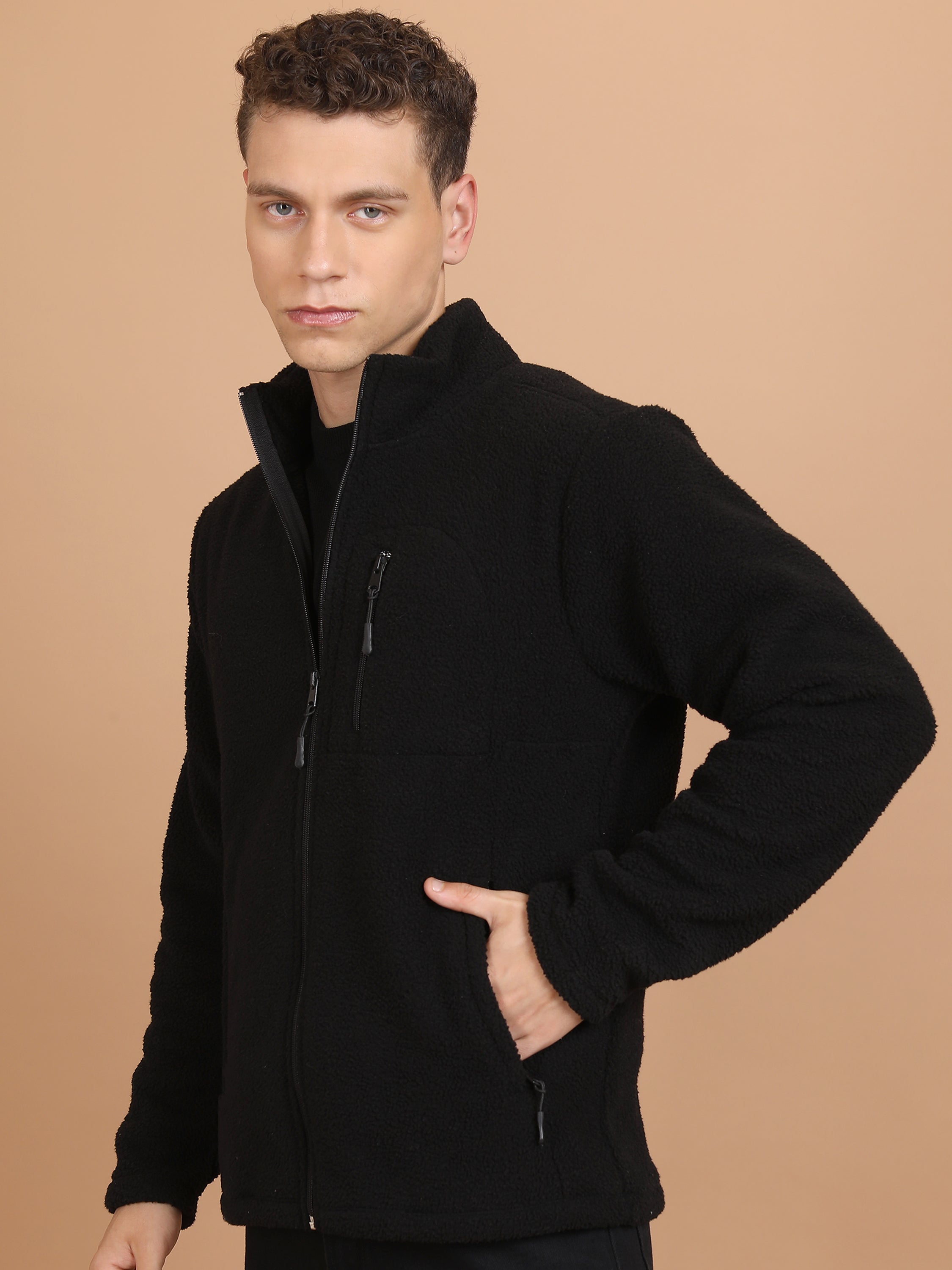 Highlander Men Black Mock Collar Pullover Sweatshirt - Black - Image 4