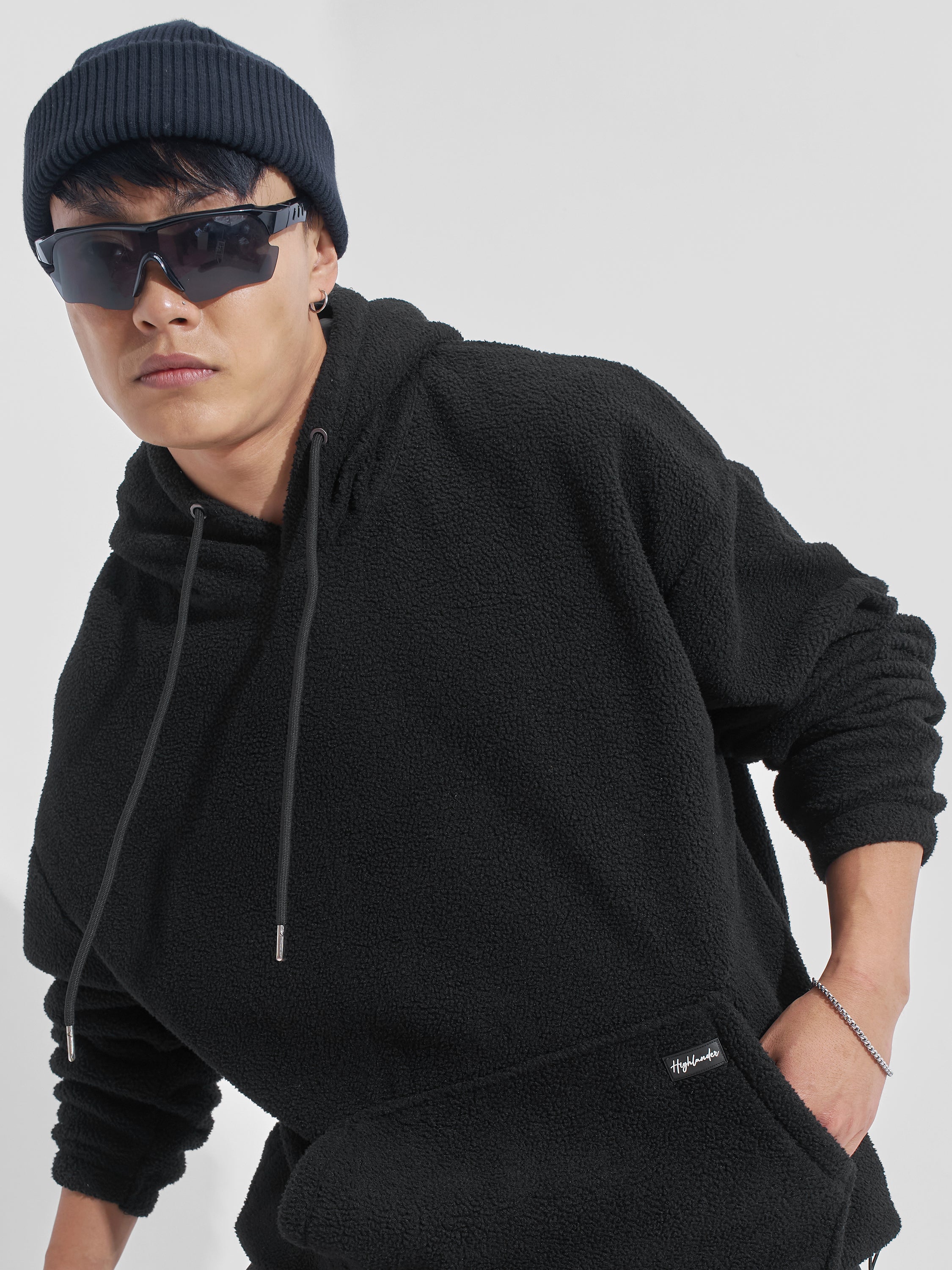 Highlander Men Black Hooded Pullover Sweatshirt - Black - Image 1