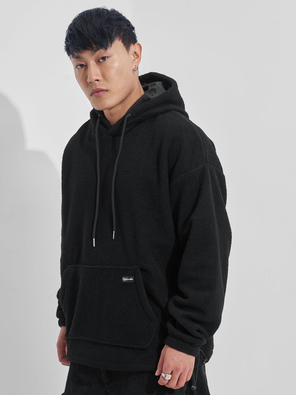 Highlander Men Black Hooded Pullover Sweatshirt - Black - Image 4