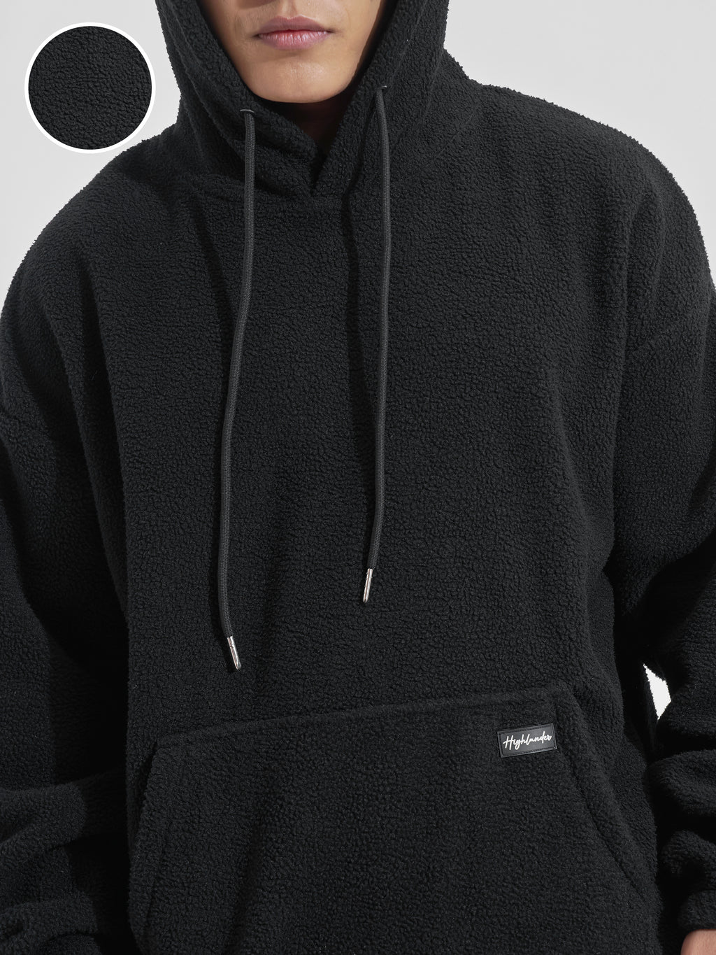Highlander Men Black Hooded Pullover Sweatshirt - Black - Image 5