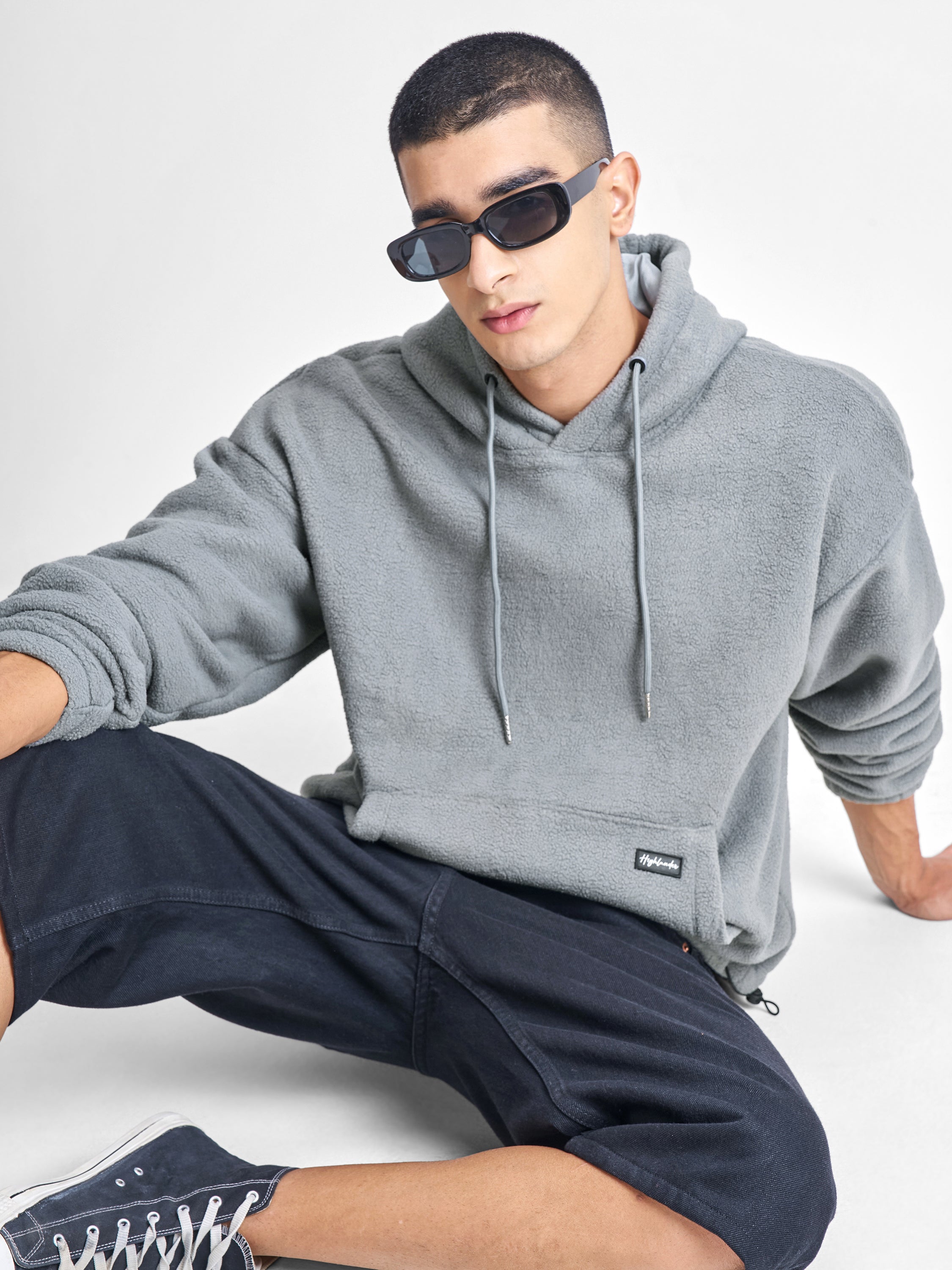 Highlander Men Grey Hooded Pullover Sweatshirt - Grey - Image 1