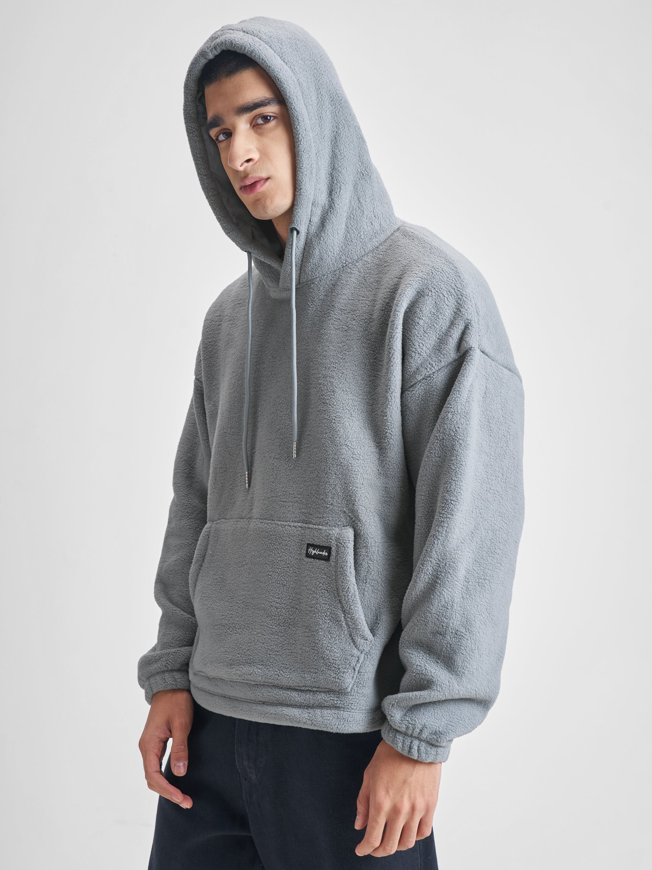 Highlander Men Grey Hooded Pullover Sweatshirt - Grey - Image 4