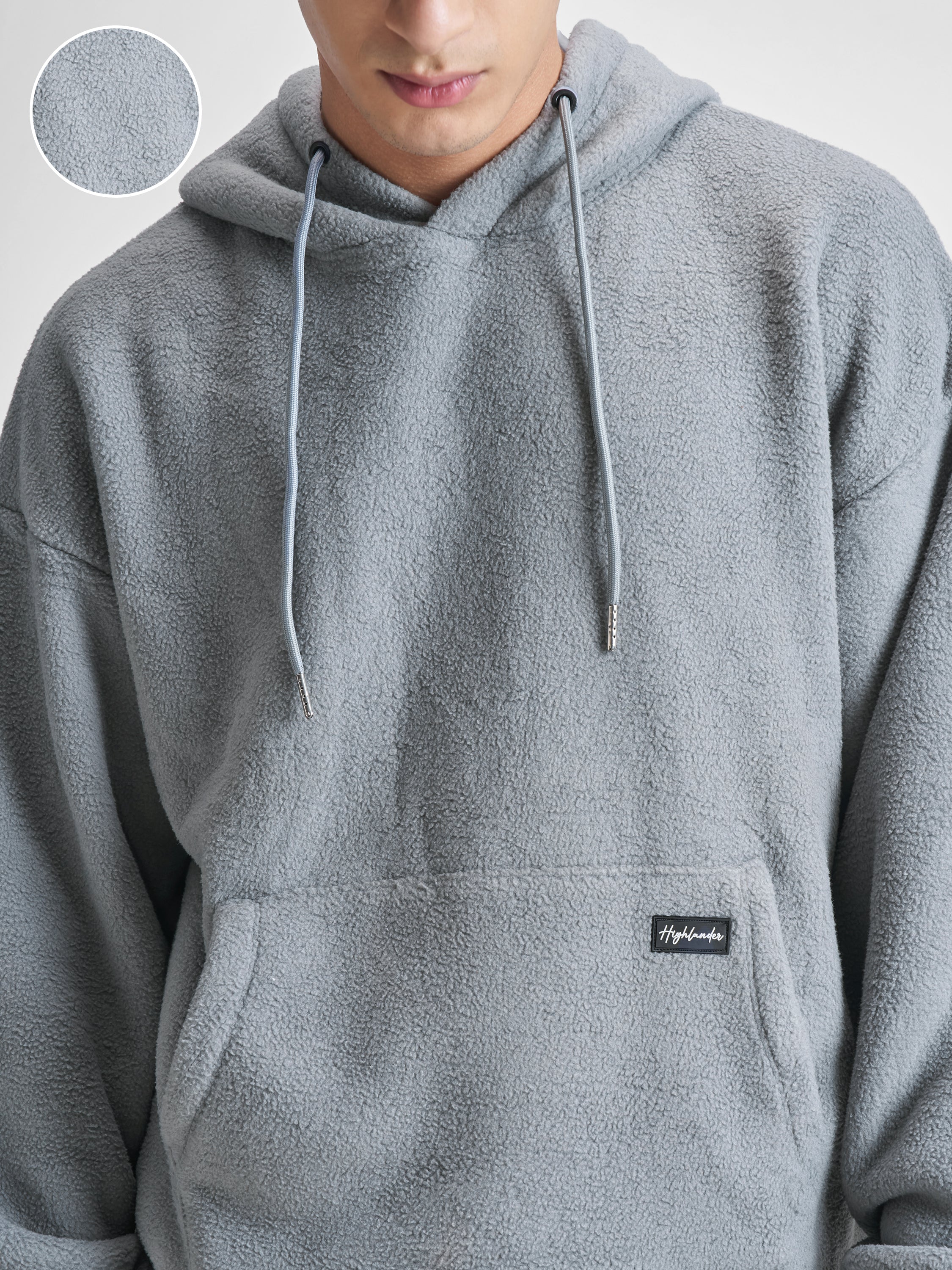 Highlander Men Grey Hooded Pullover Sweatshirt - Grey - Image 5