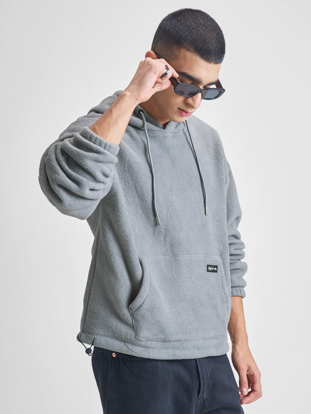 Highlander Men Grey Hooded Pullover Sweatshirt - Grey - Image 6
