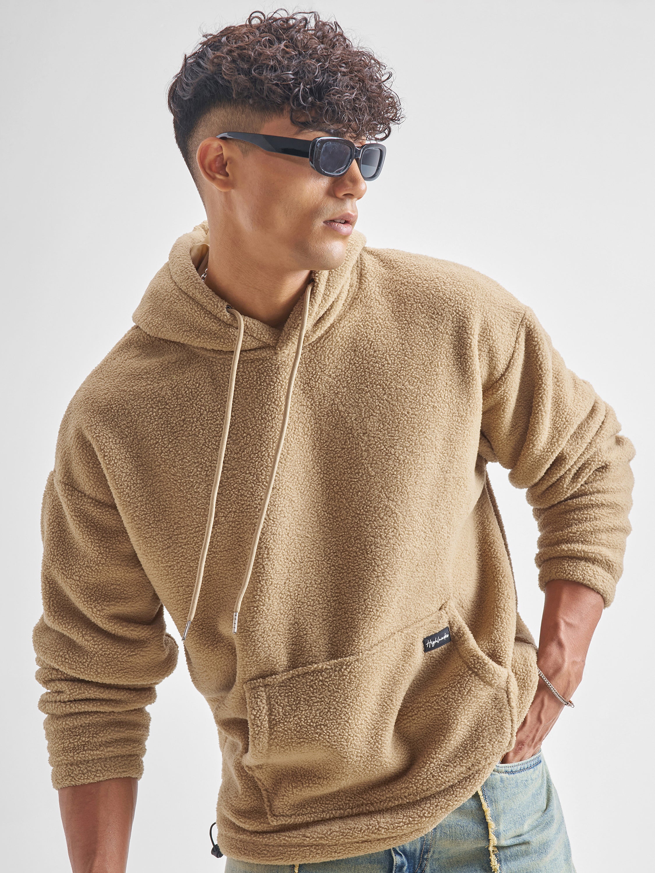 Highlander Men Brown Hooded Pullover Sweatshirt - Brown - Image 1