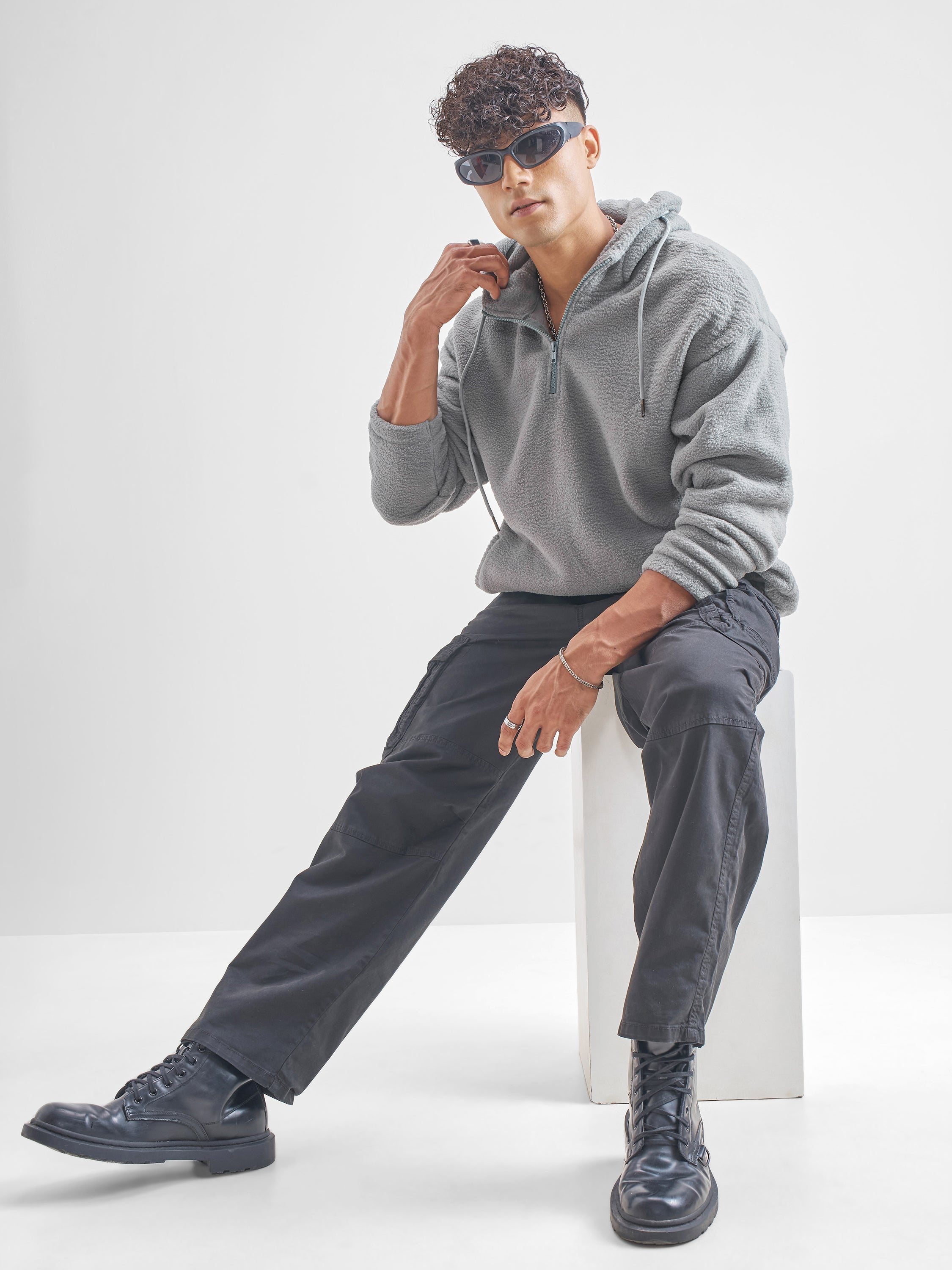 Highlander Men Grey Hooded Pullover Sweatshirt - Grey - Image 2