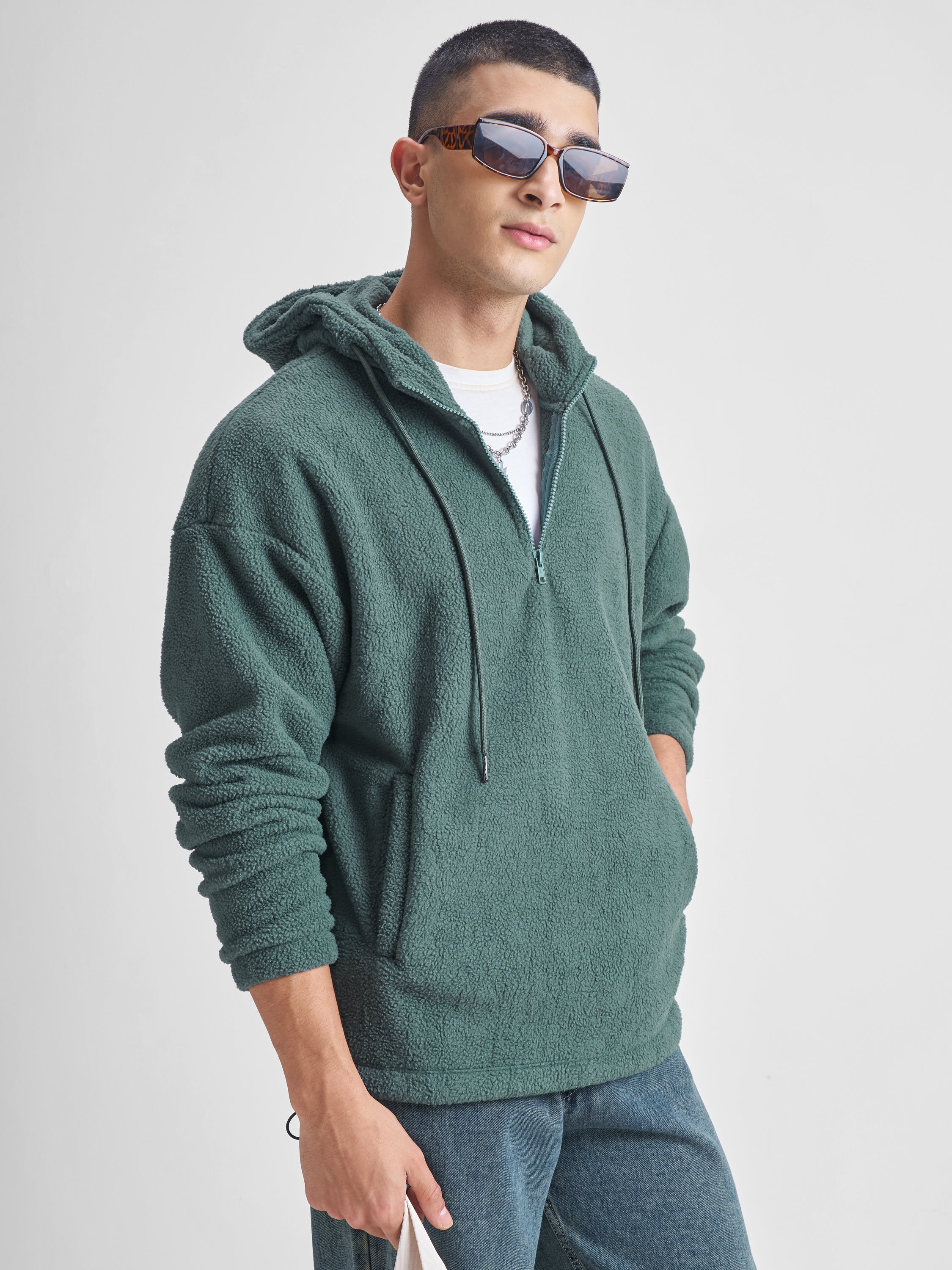 Highlander Men Green Hooded Pullover Sweatshirt - Green - Image 1