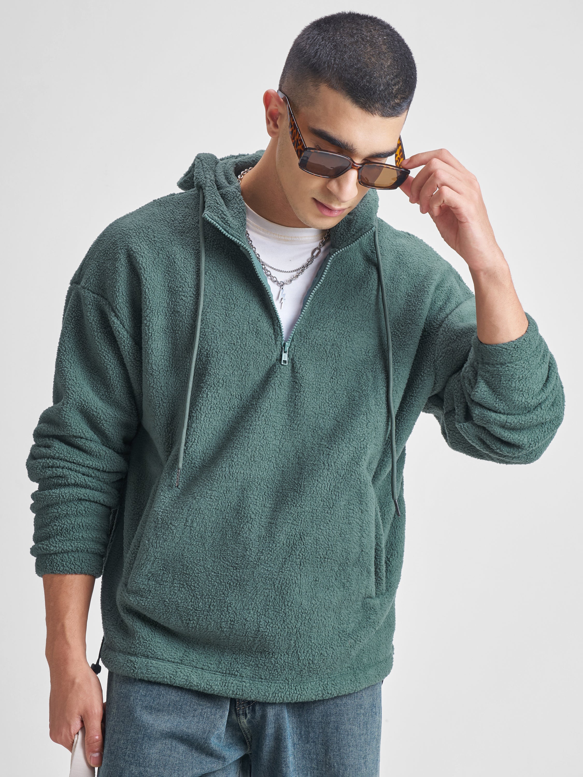 Highlander Men Green Hooded Pullover Sweatshirt - Green - Image 6