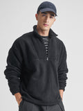 Highlander Men Black Mock Collar Pullover Sweatshirt - Black - Image 1