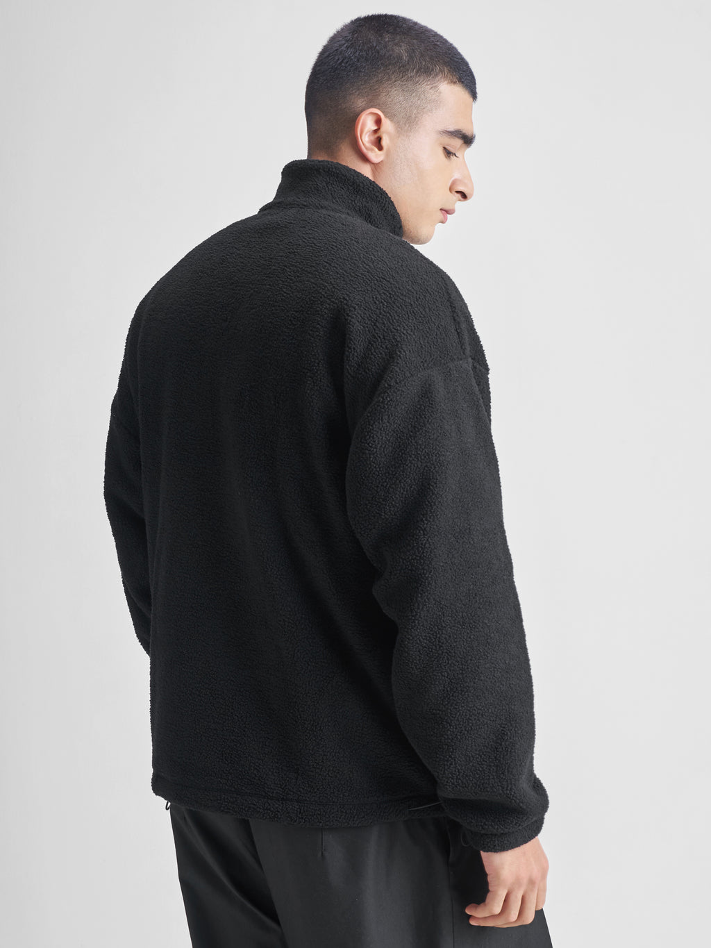 Highlander Men Black Mock Collar Pullover Sweatshirt - Black - Image 3