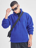 Highlander Men Blue Mock Collar Pullover Sweatshirt - Blue - Image 1