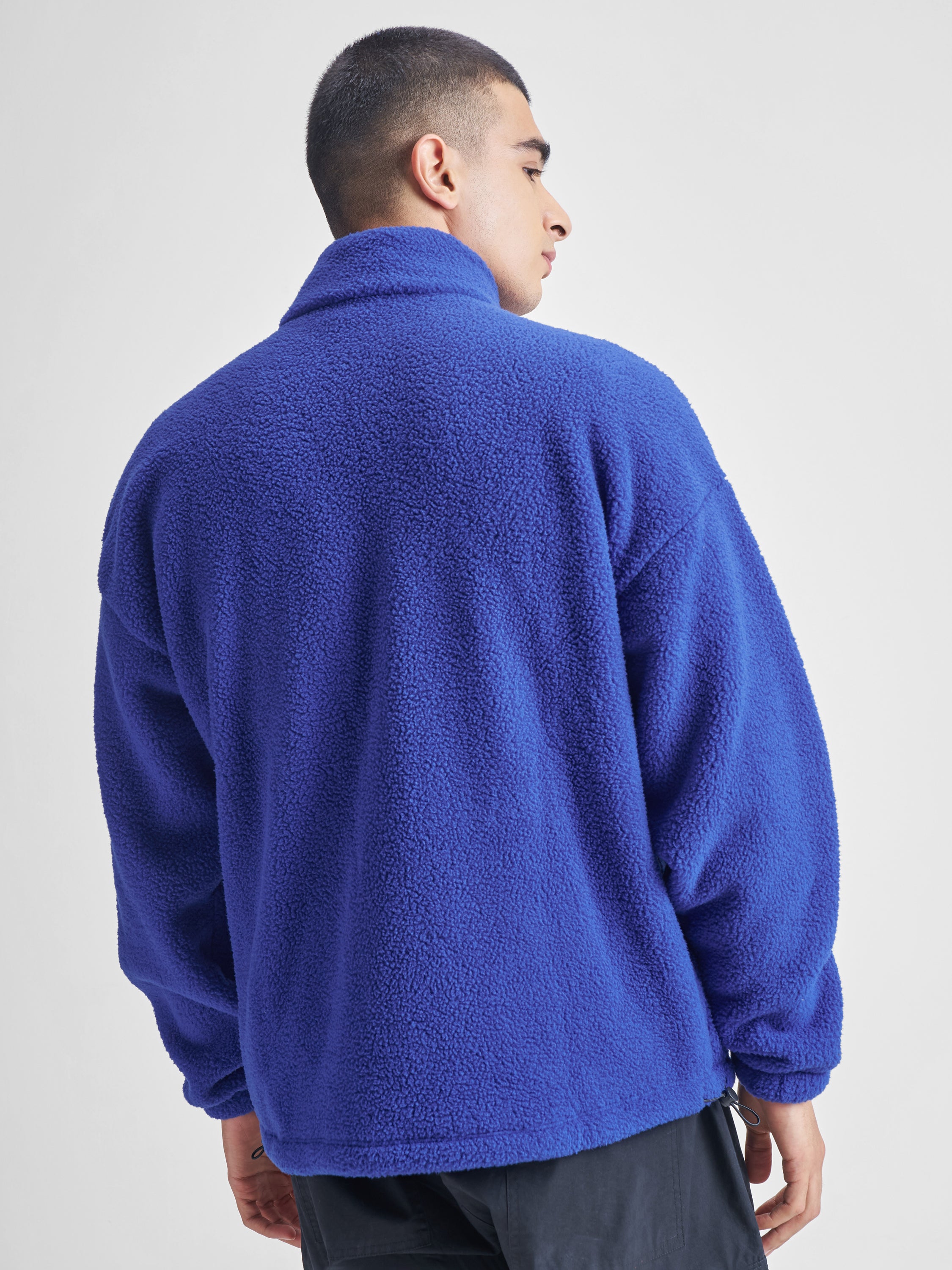 Highlander Men Blue Mock Collar Pullover Sweatshirt - Blue - Image 3