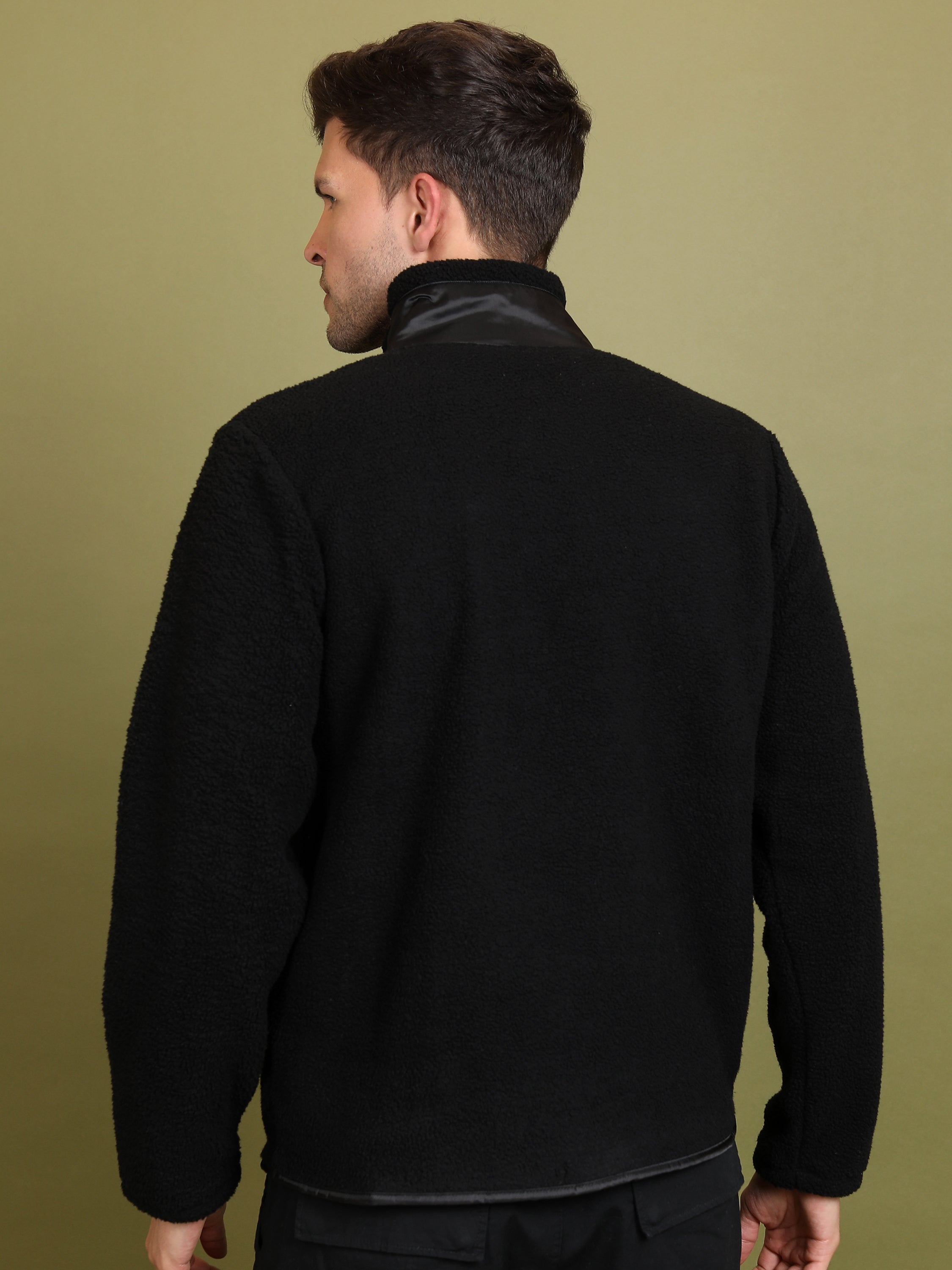Highlander Men Black Mock Collar Pullover Sweatshirt - Black - Image 3