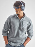 Highlander Men Grey Mock Collar Pullover Sweatshirt - Grey - Image 1