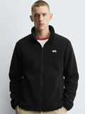 Highlander Men Black Mock Collar Front-Open Sweatshirt - Black - Image 1