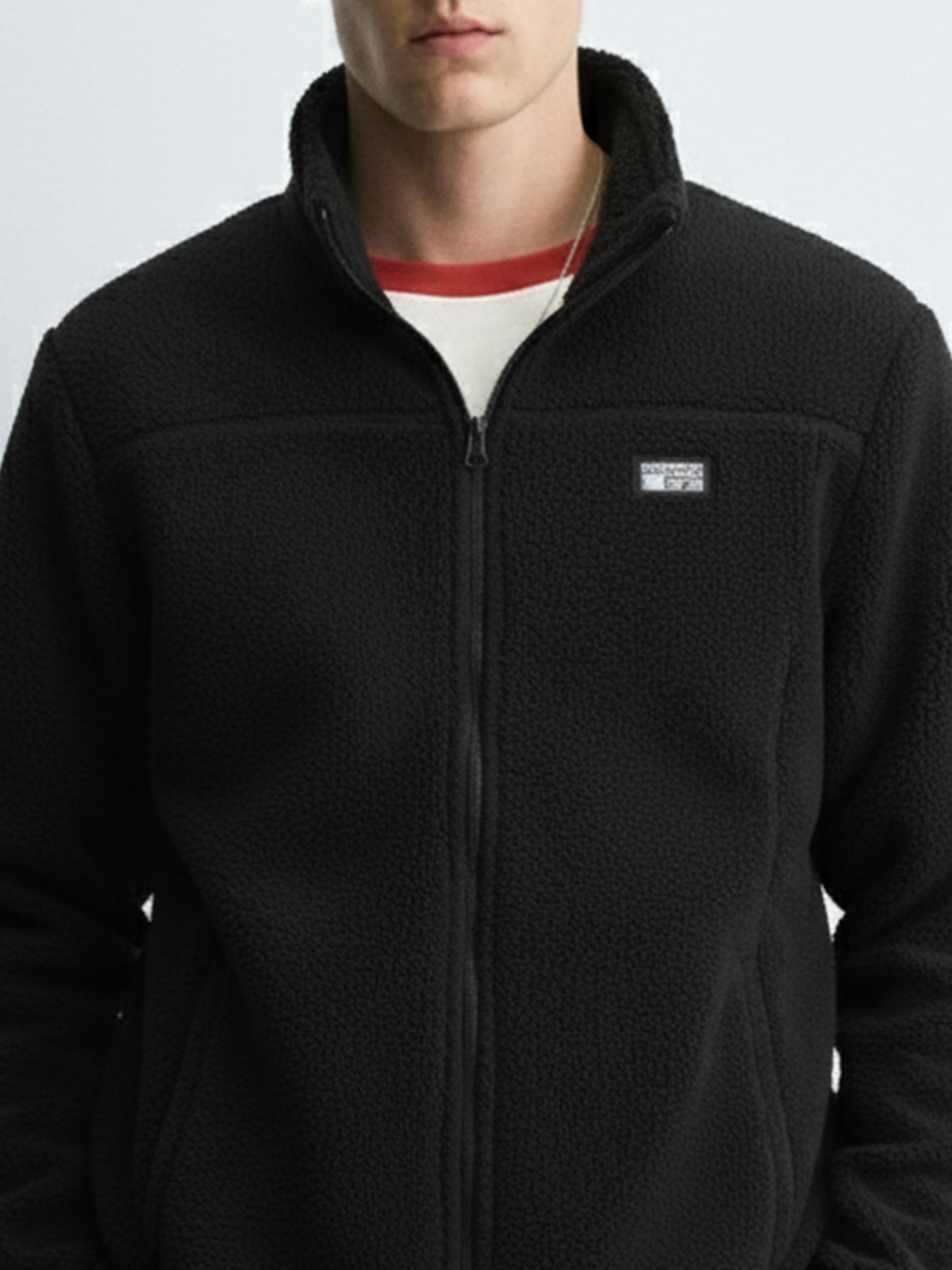 Highlander Men Black Mock Collar Front-Open Sweatshirt - Black - Image 6