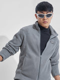 Highlander Men Grey Mock Collar Front-Open Sweatshirt - Grey - Image 1