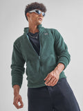 Highlander Men Green Mock Collar Front-Open Sweatshirt - Green - Image 1