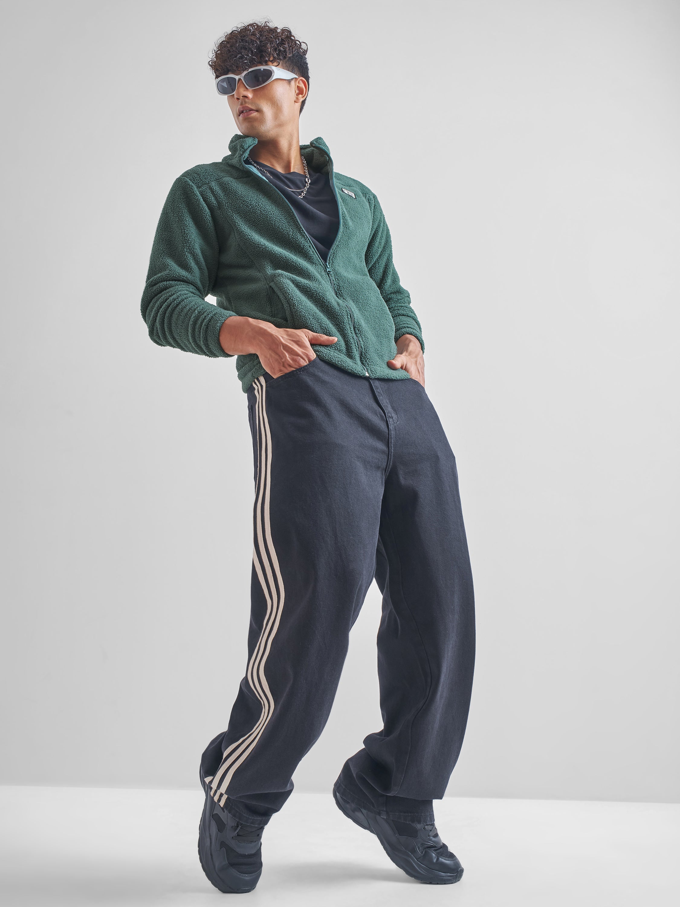 Highlander Men Green Mock Collar Front-Open Sweatshirt - Green - Image 2