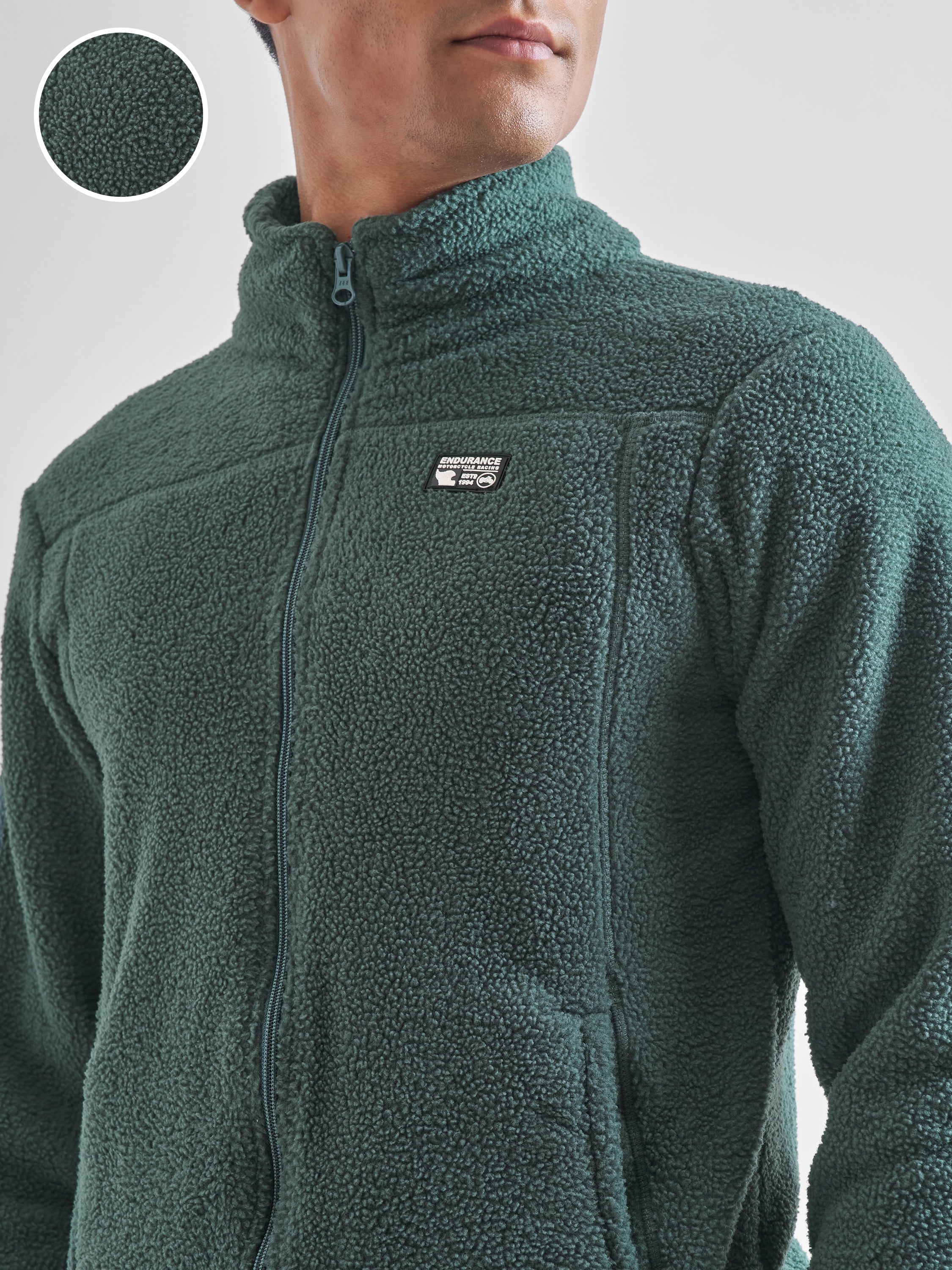 Highlander Men Green Mock Collar Front-Open Sweatshirt - Green - Image 5