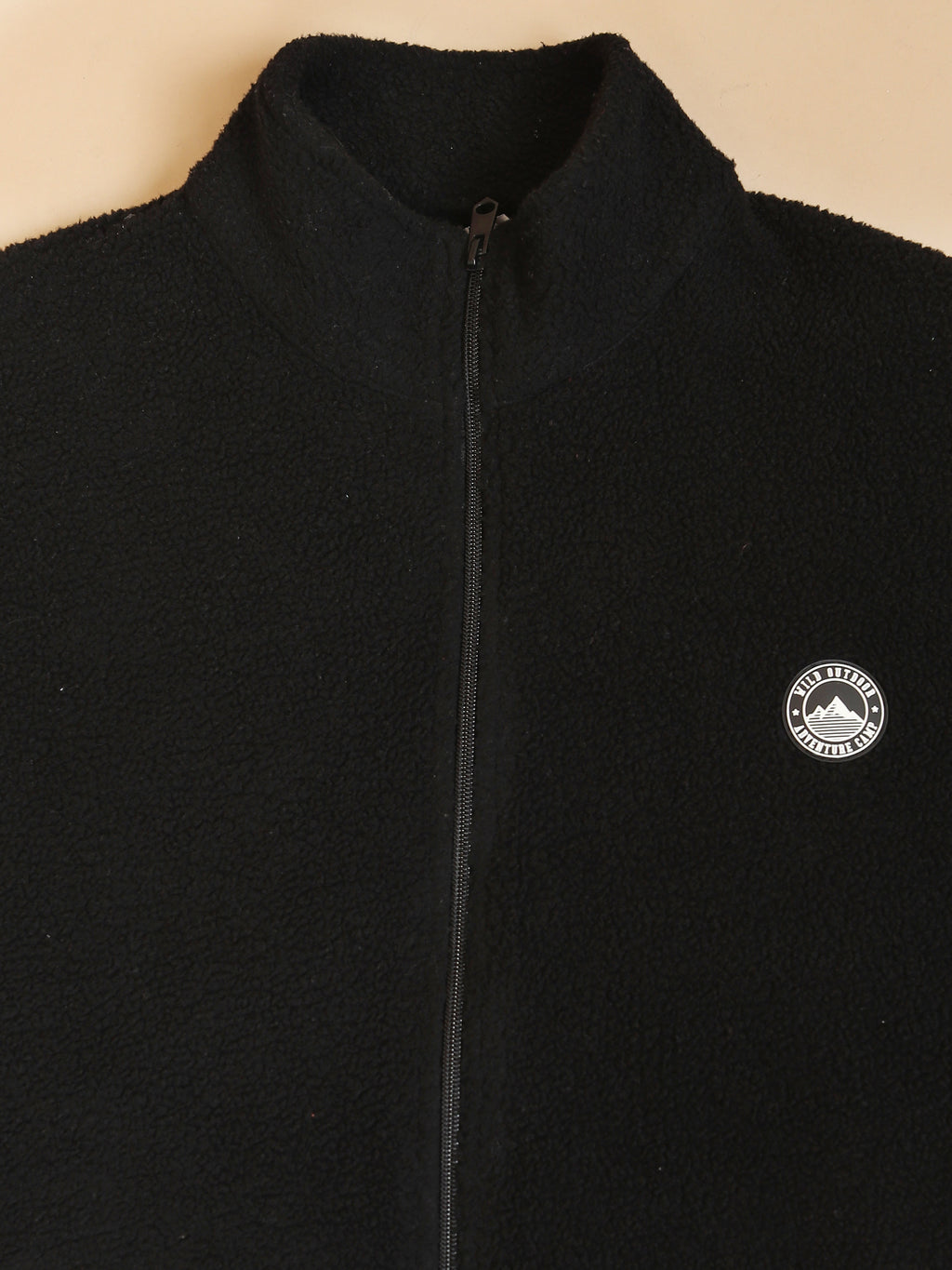 Highlander Men Black Mock Collar Front-Open Sweatshirt - Black - Image 7