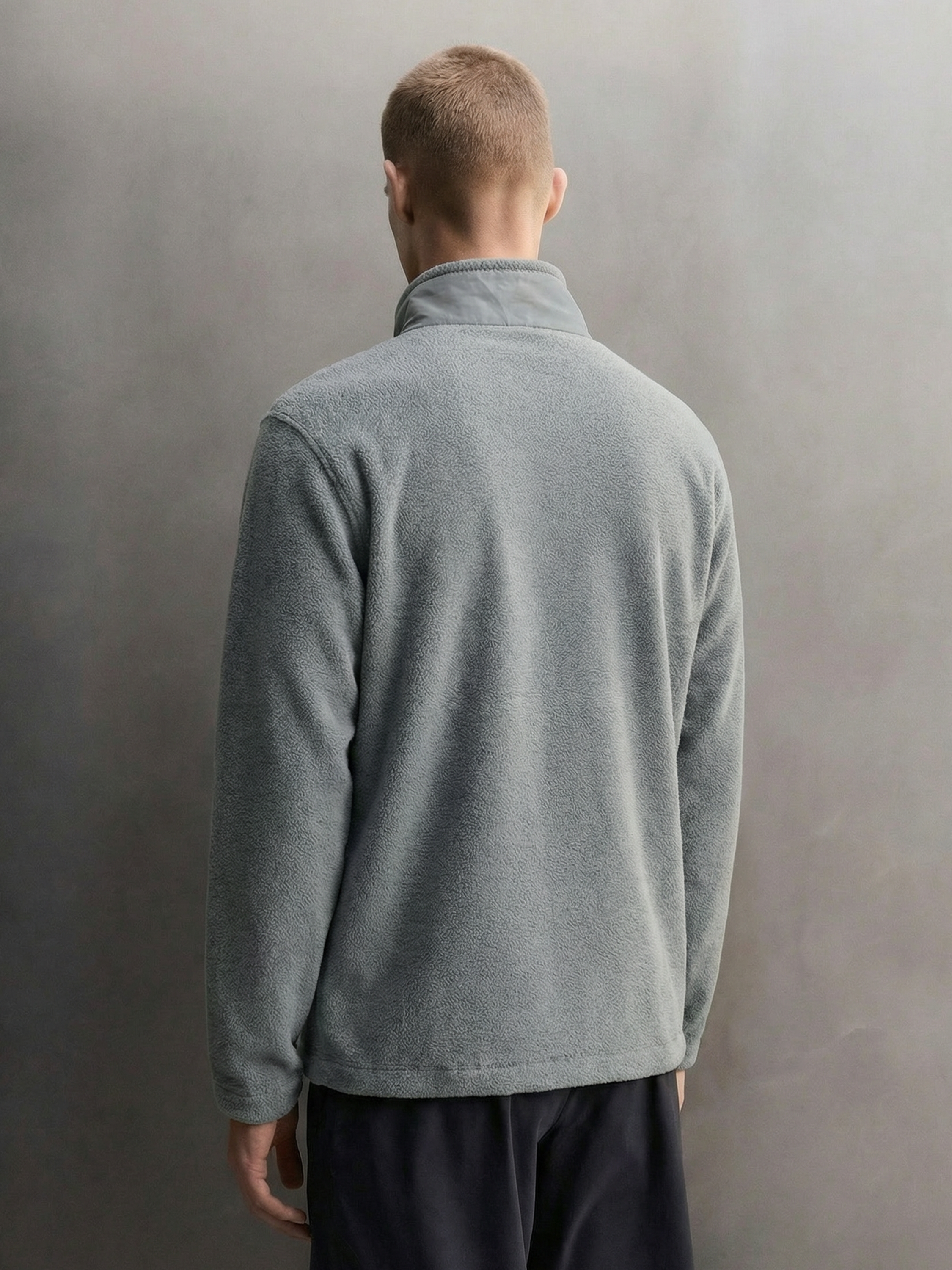 Highlander Men Grey Mock Collar Front-Open Sweatshirt - Grey - Image 3