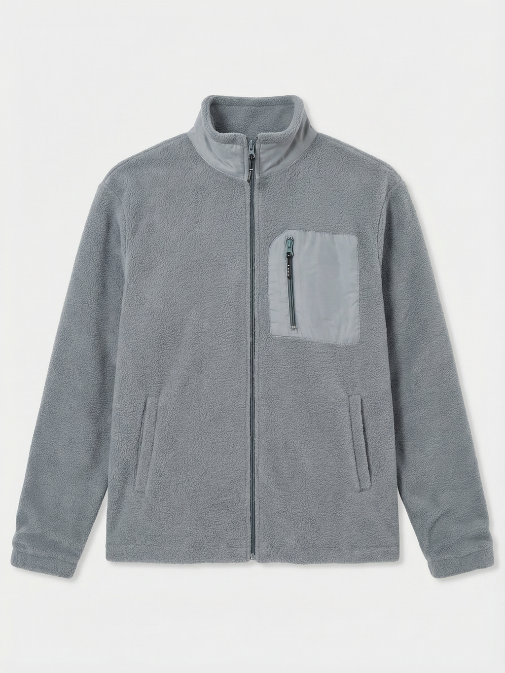 Highlander Men Grey Mock Collar Front-Open Sweatshirt - Grey - Image 4