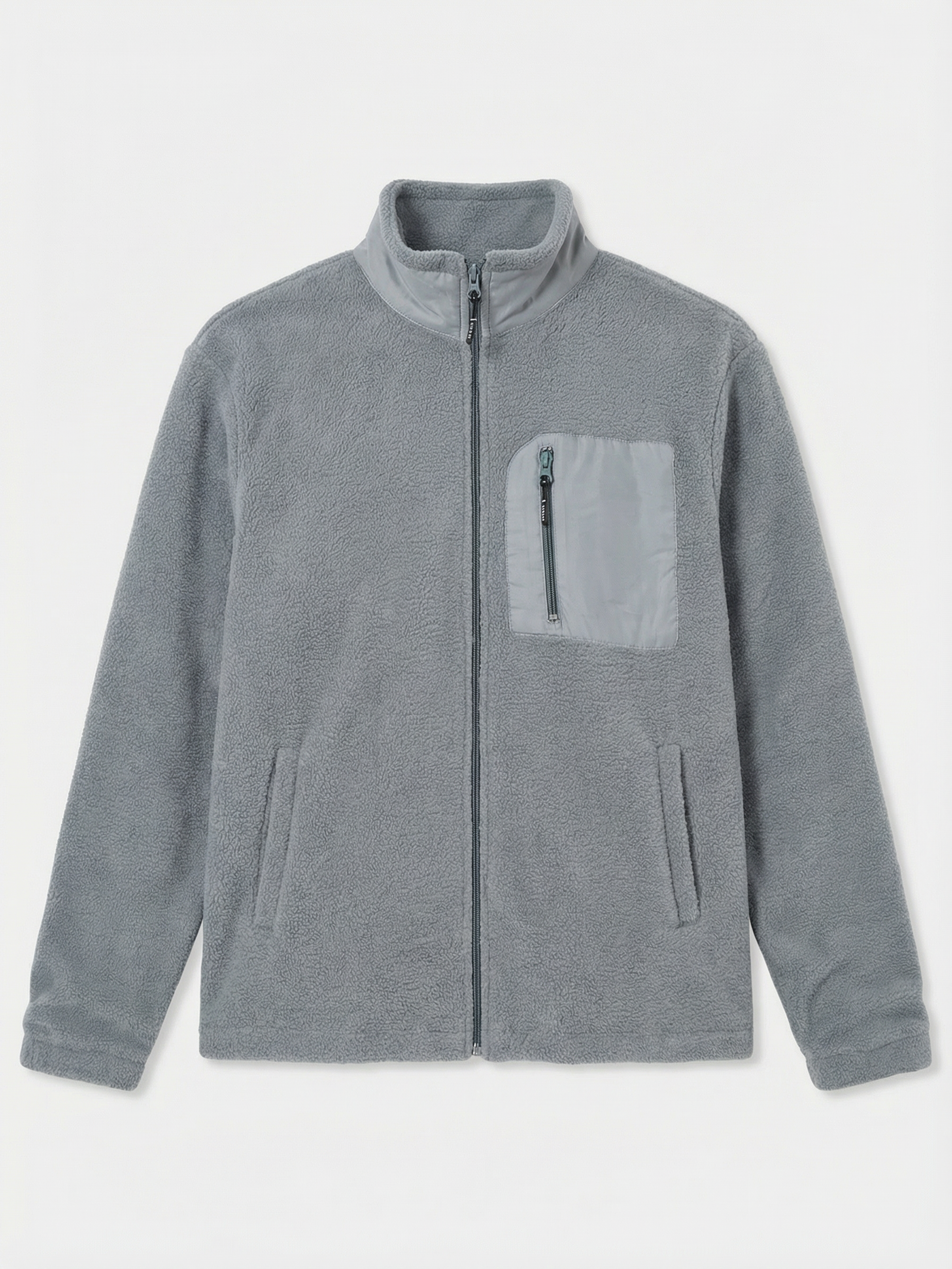 Highlander Men Grey Mock Collar Front-Open Sweatshirt - Grey - Image 4