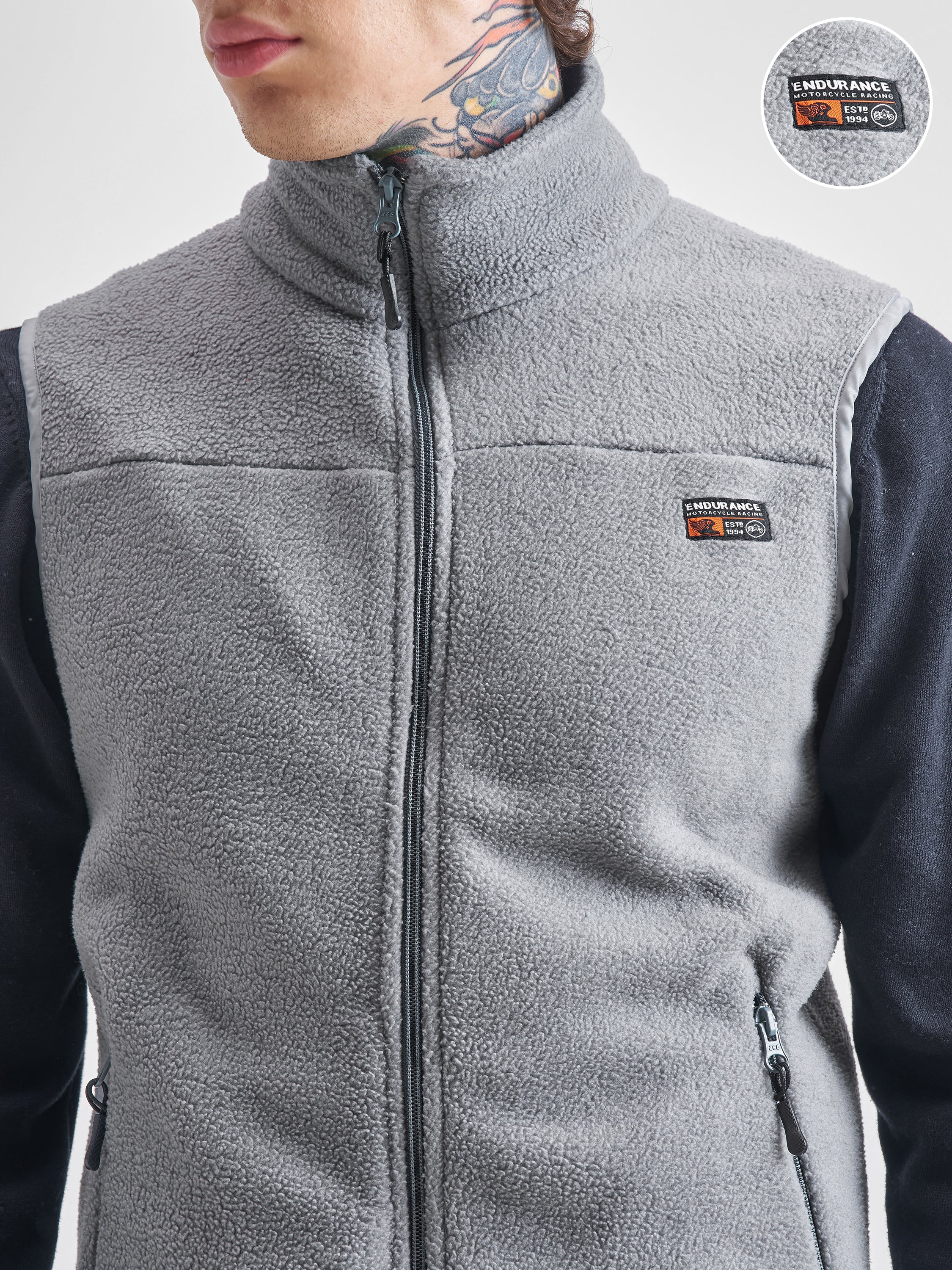 Highlander Men Grey Mock Collar Front-Open Sweatshirt - Grey - Image 5