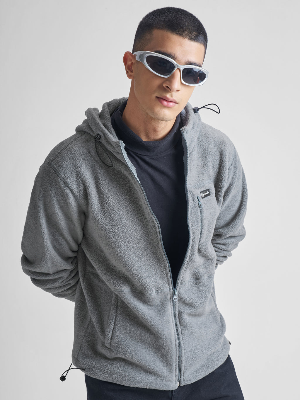 Highlander Men Grey Hooded Front-Open Sweatshirt - Grey - Image 1