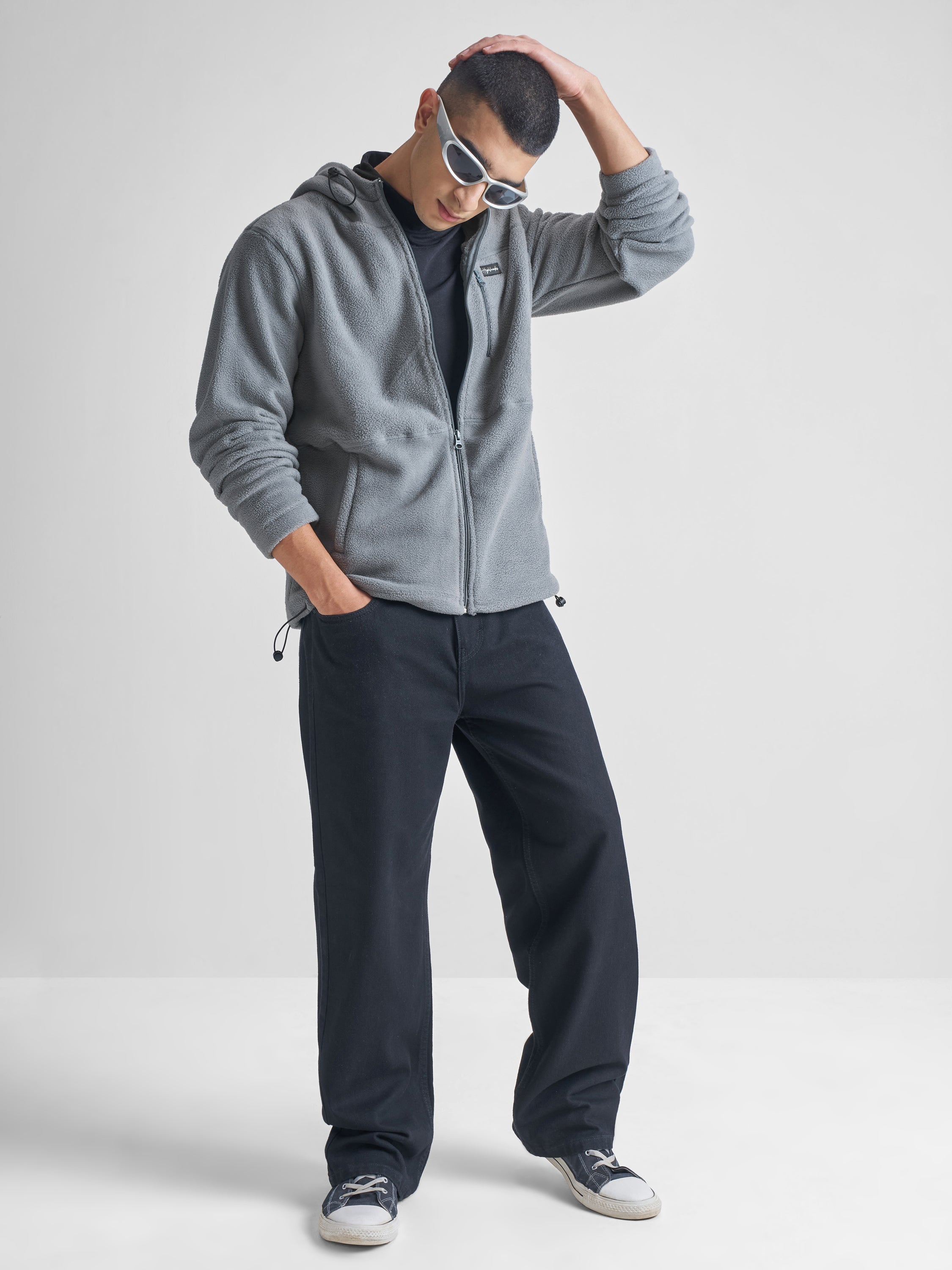 Highlander Men Grey Hooded Front-Open Sweatshirt - Grey - Image 2