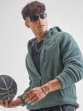 Highlander Men Green Hooded Front-Open Sweatshirt - Green - Image 1