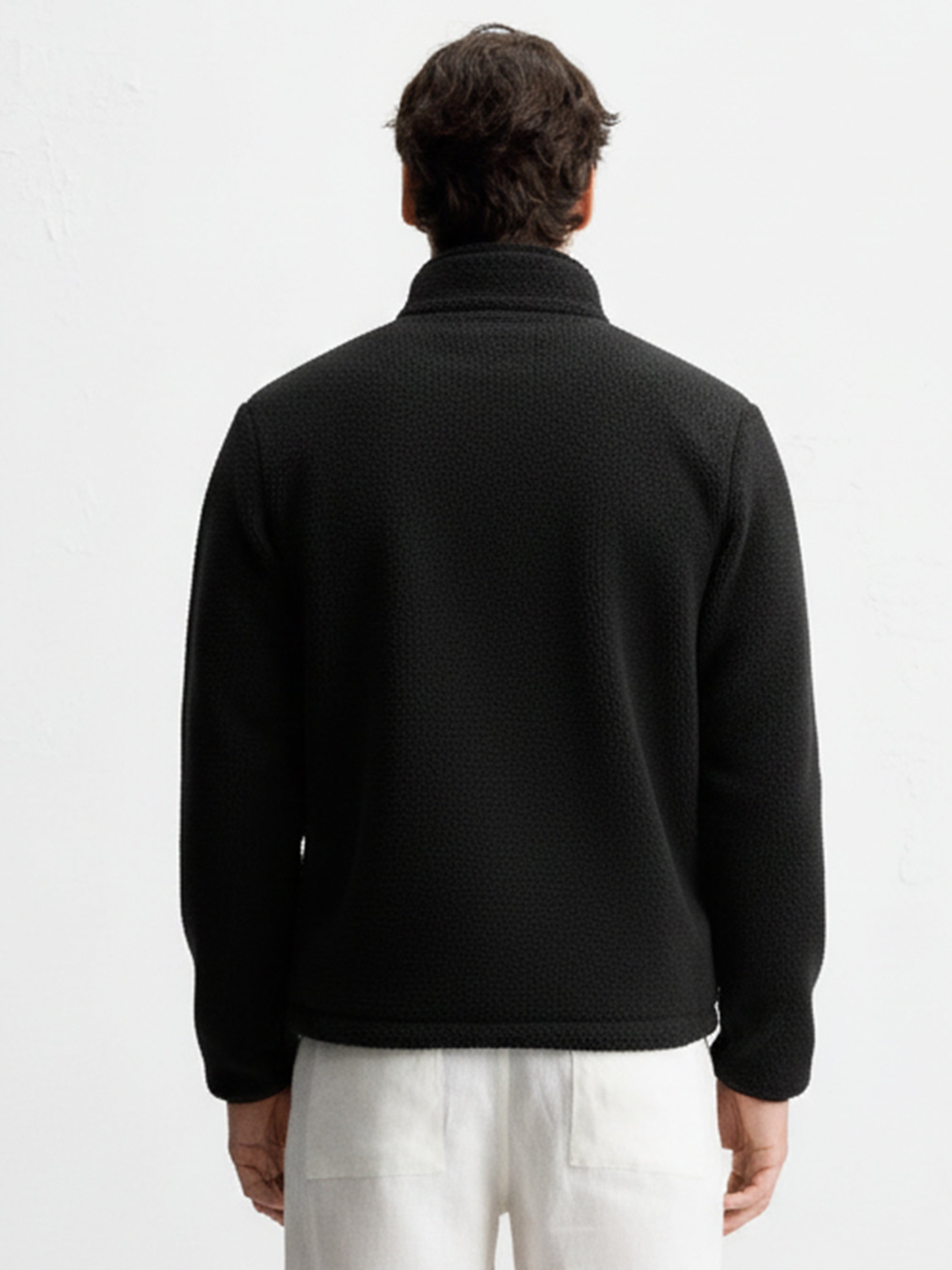 Highlander Men Black Mock Collar Front-Open Sweatshirt - Black - Image 2