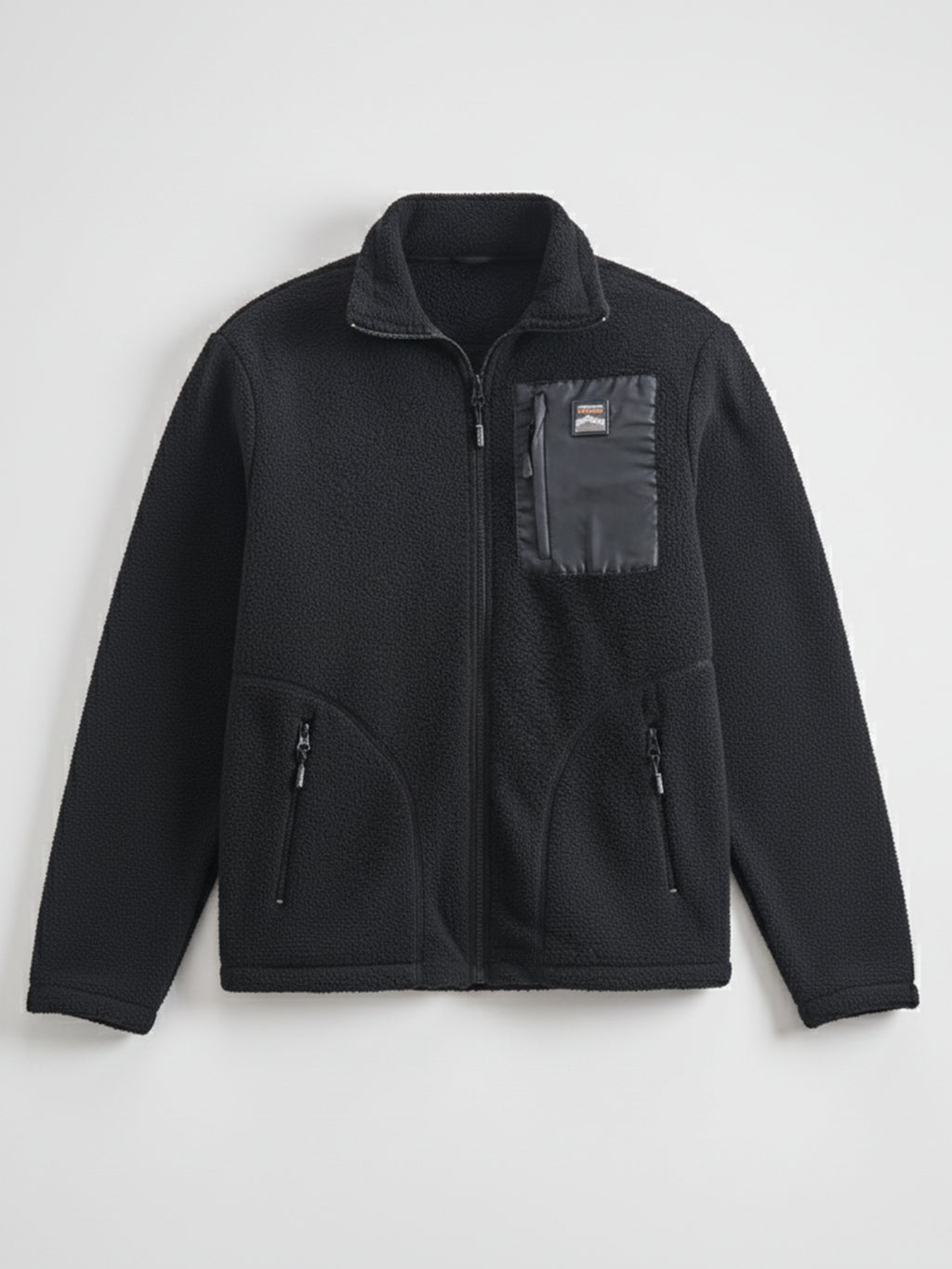 Highlander Men Black Mock Collar Front-Open Sweatshirt - Black - Image 4