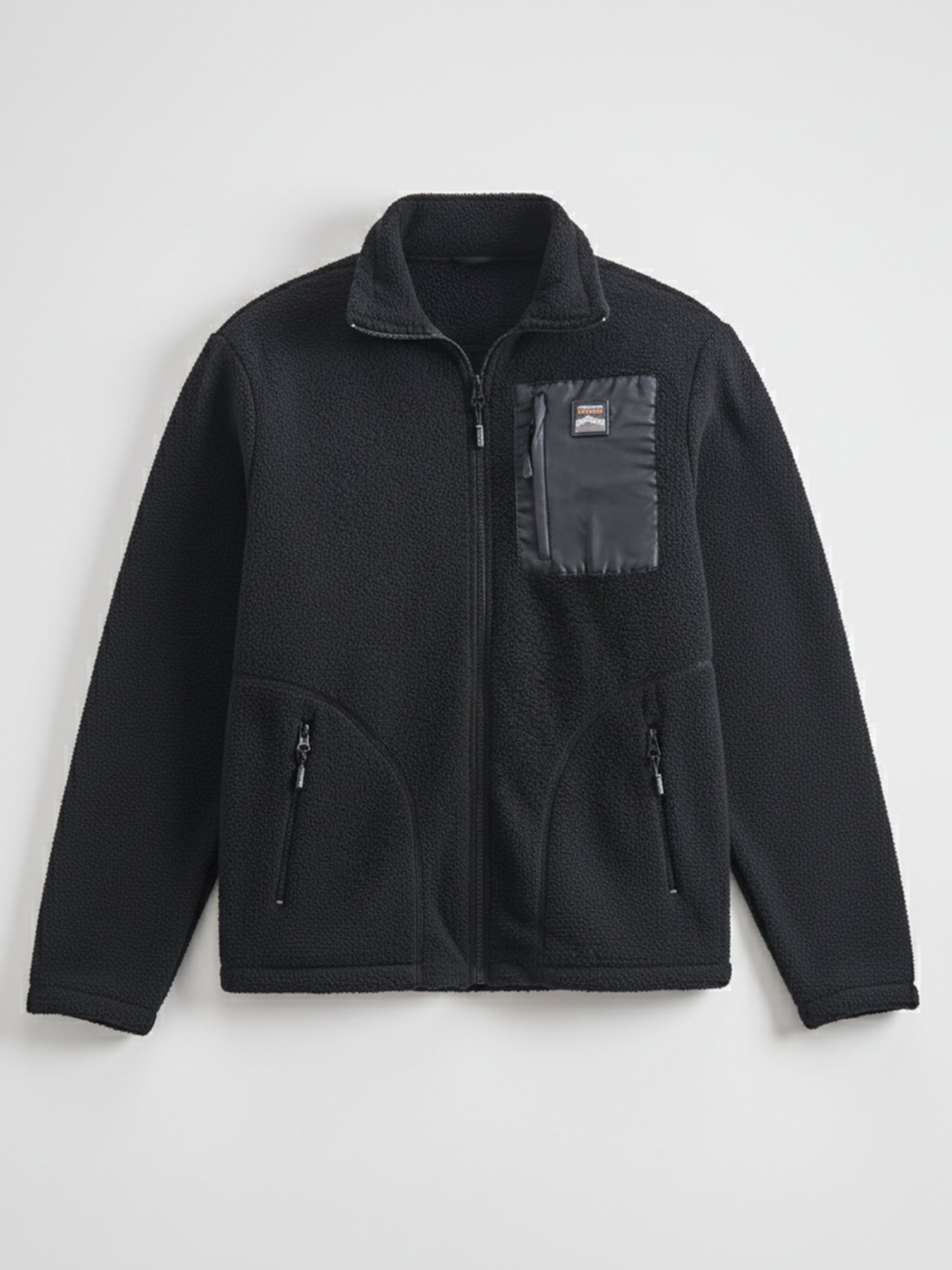 Highlander Men Black Mock Collar Front-Open Sweatshirt - Black - Image 4