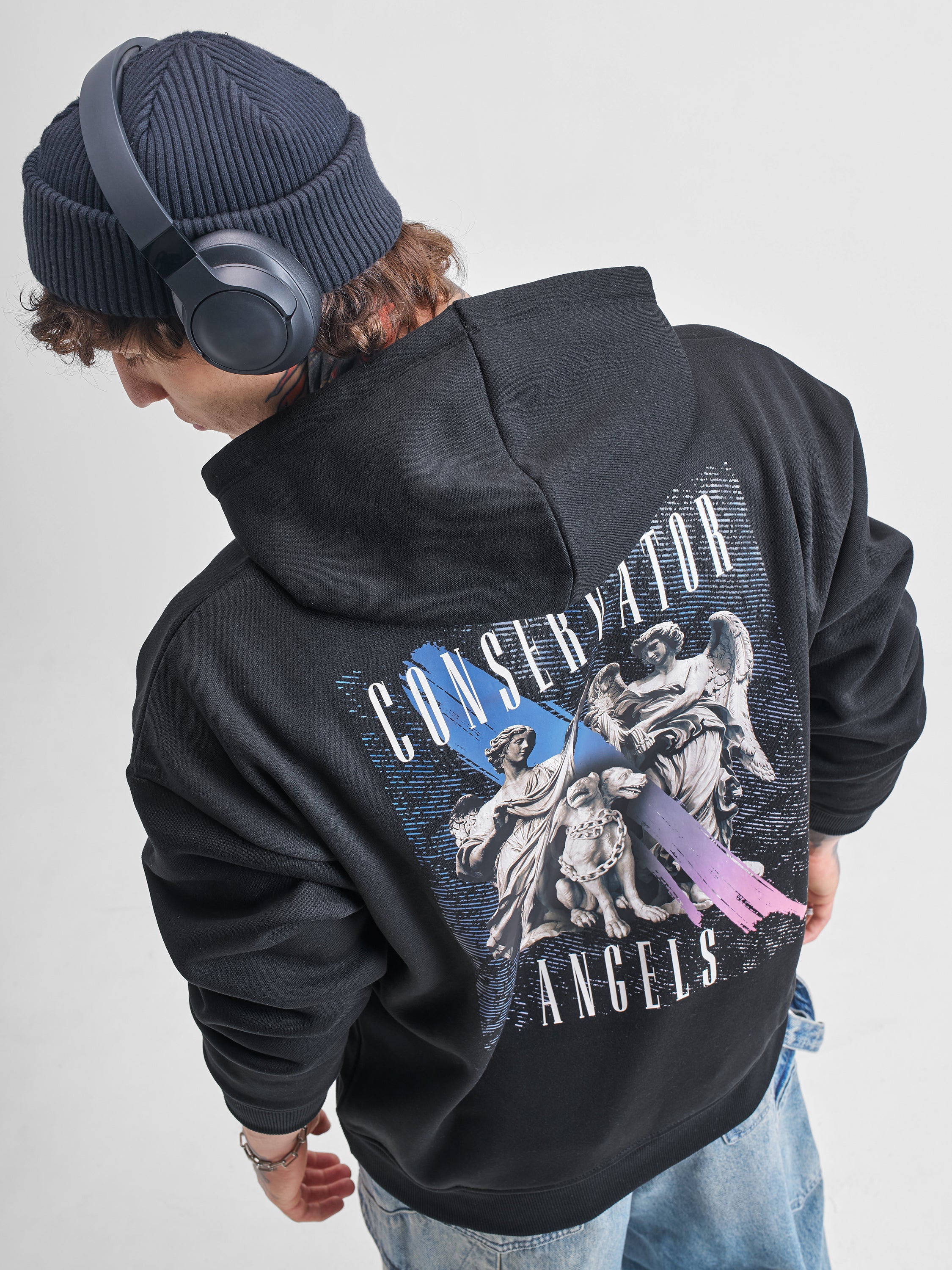 Highlander Men Black Hooded Pullover Sweatshirt - Black - Image 1