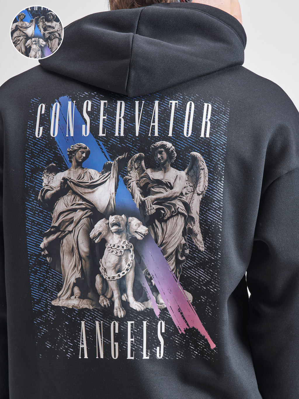 Highlander Men Black Hooded Pullover Sweatshirt - Black - Image 5